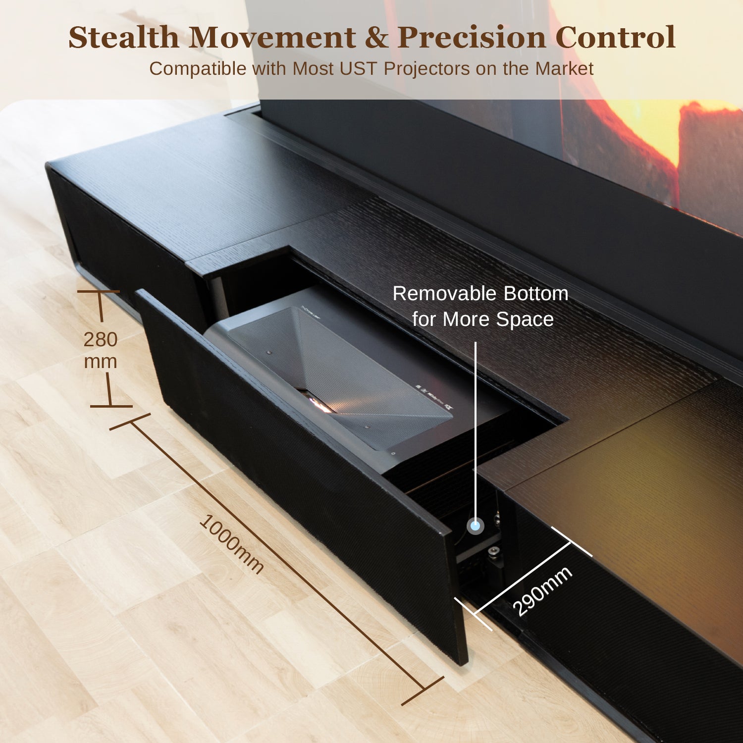 Details of the Shore Wood Grain laser TV cabinet