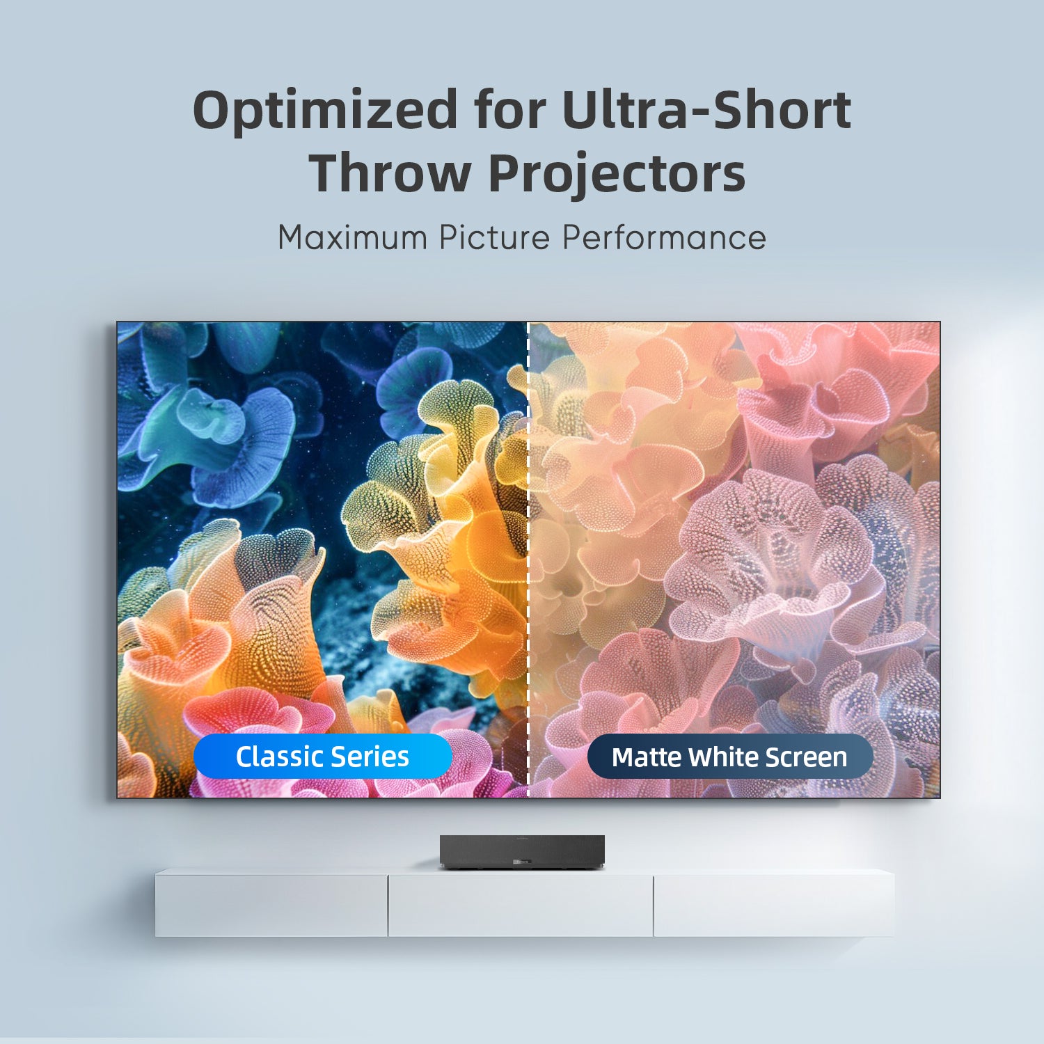 NothingProjector PET Crystal Classic UST ALR Screen Optimized for Ultra-Short Throw Projectors Delivers Maximum Picture Performance