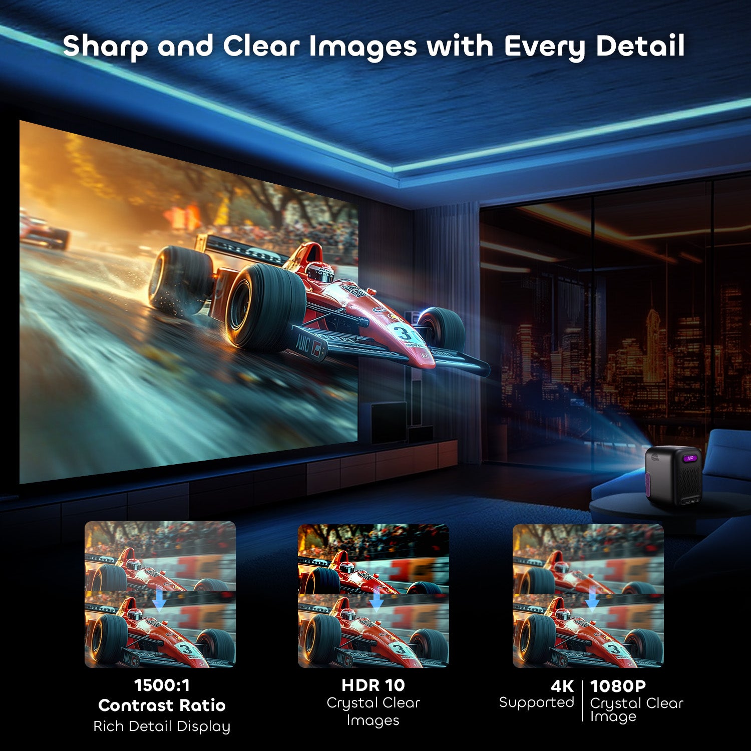 NothingProjector Une LED intelligente 1080p Vidéoprojecteur avec Google TV et Netflix