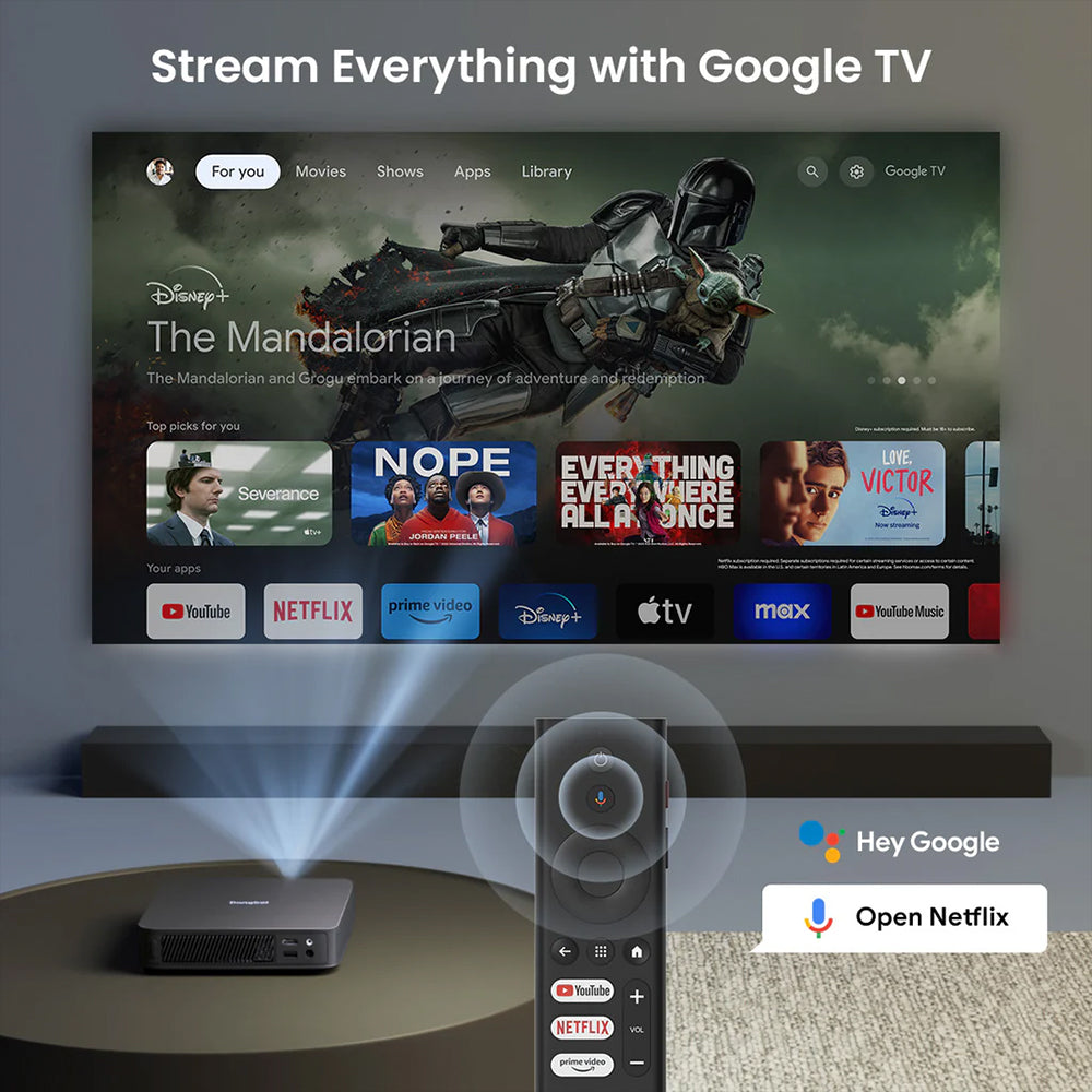 Dangbei Atom First Google TV ™ Laser Vidéoprojecteur 1200 ISO Lumens 1080p ALPD® Dolby Audio