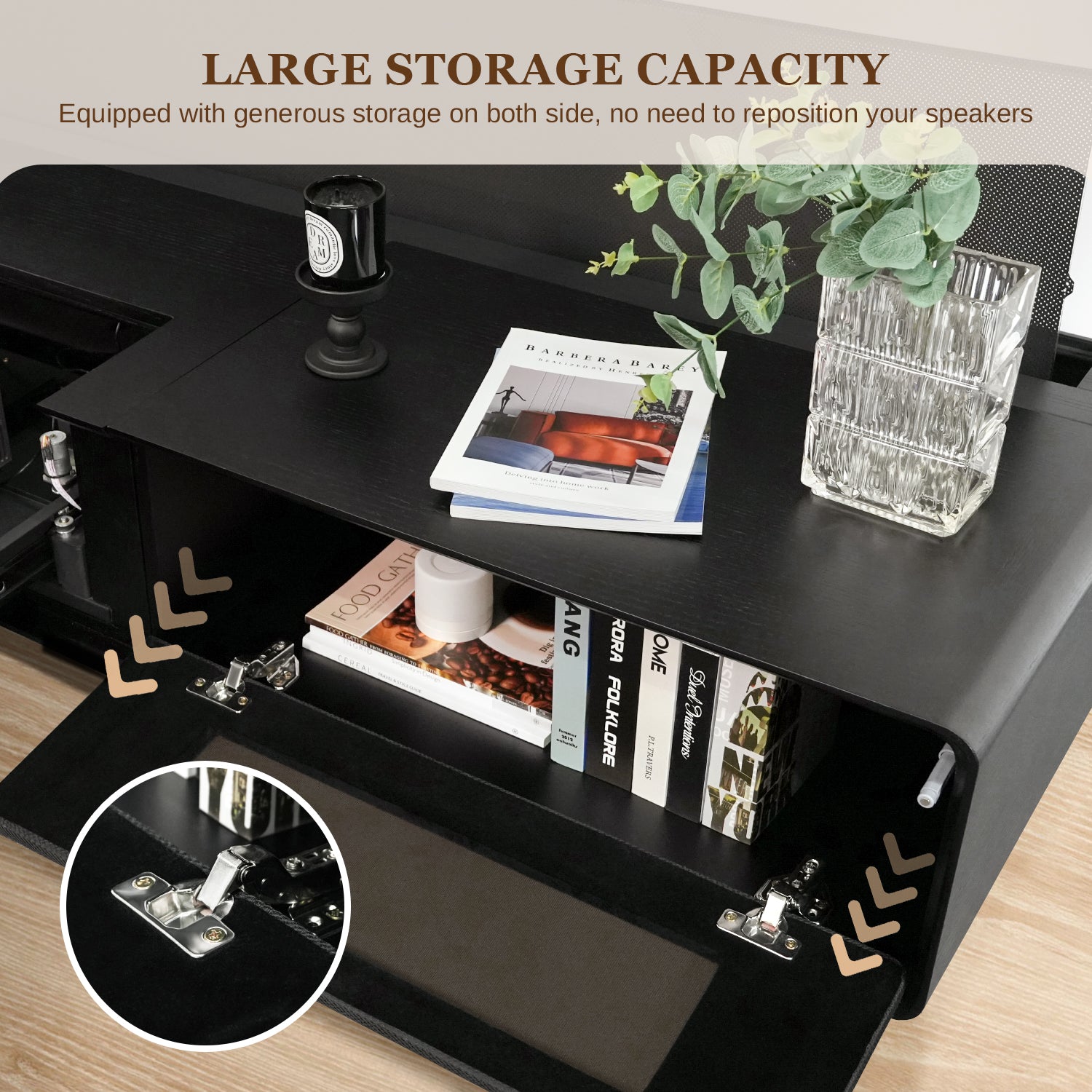 Shore Wood Grain laser TV cabinet has a larger storage space