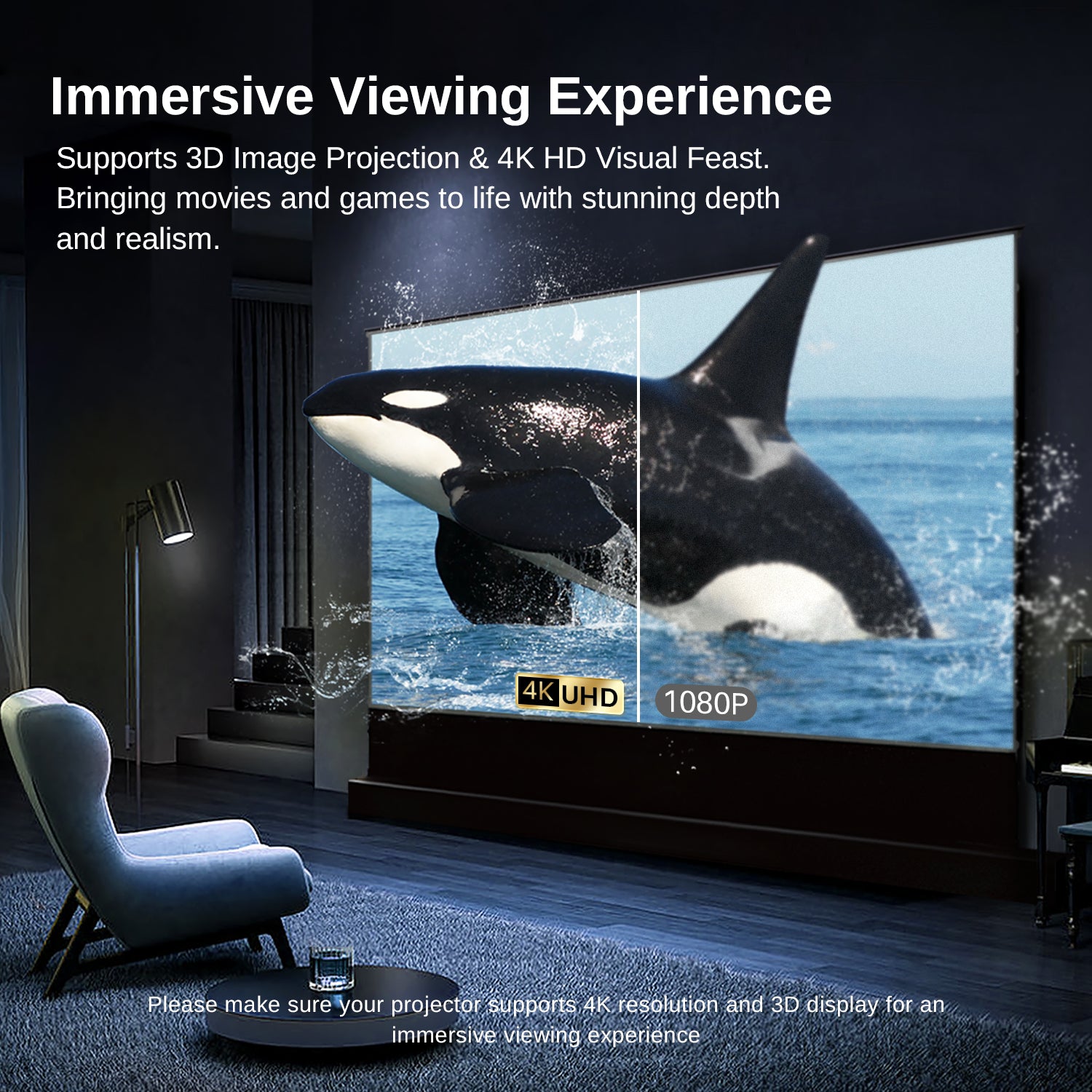 NothingProjector Black Series ALR UST screen with HDR and Active 3D for home theater.