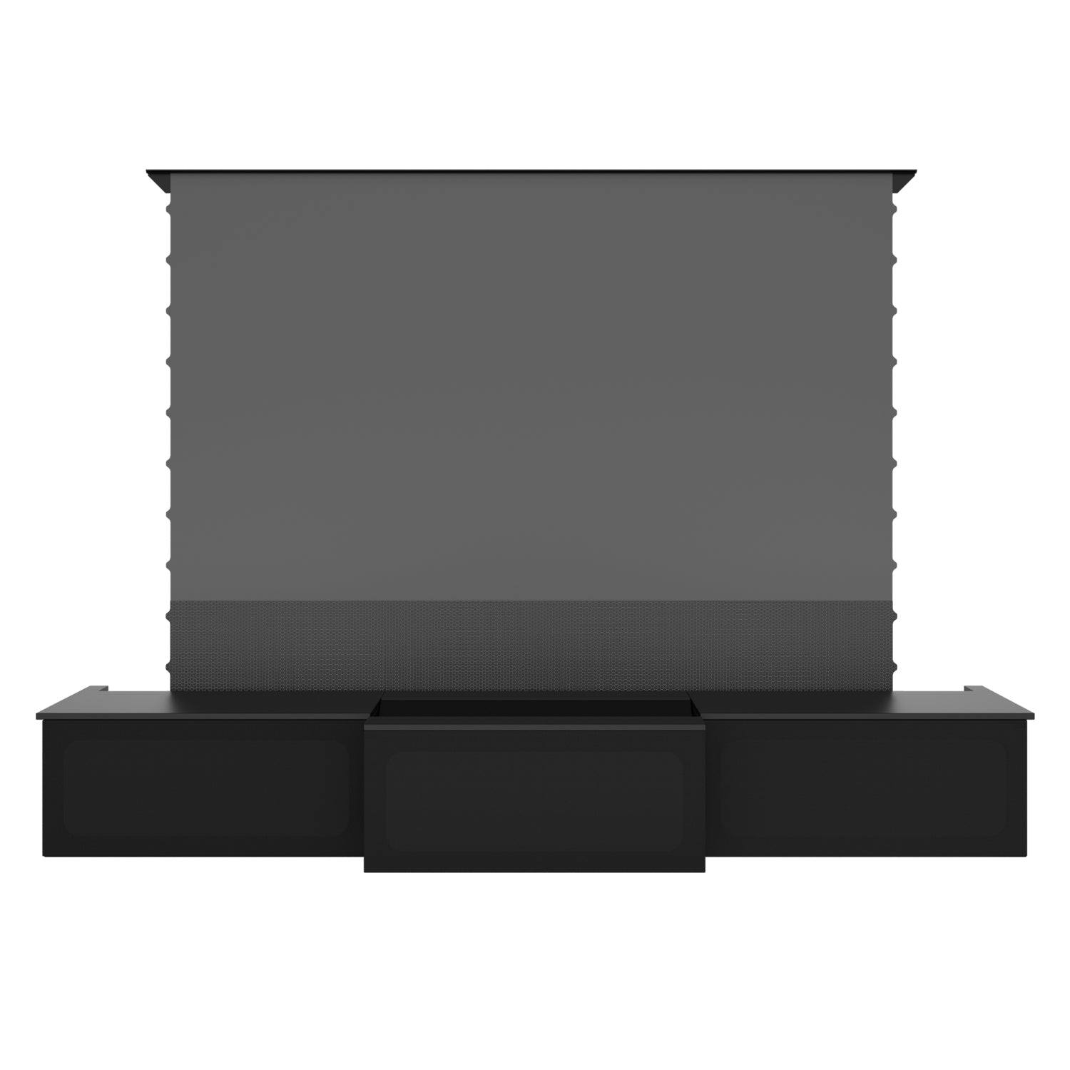 The front of a 100/120-inch flat-pack smart laser TV cabinet