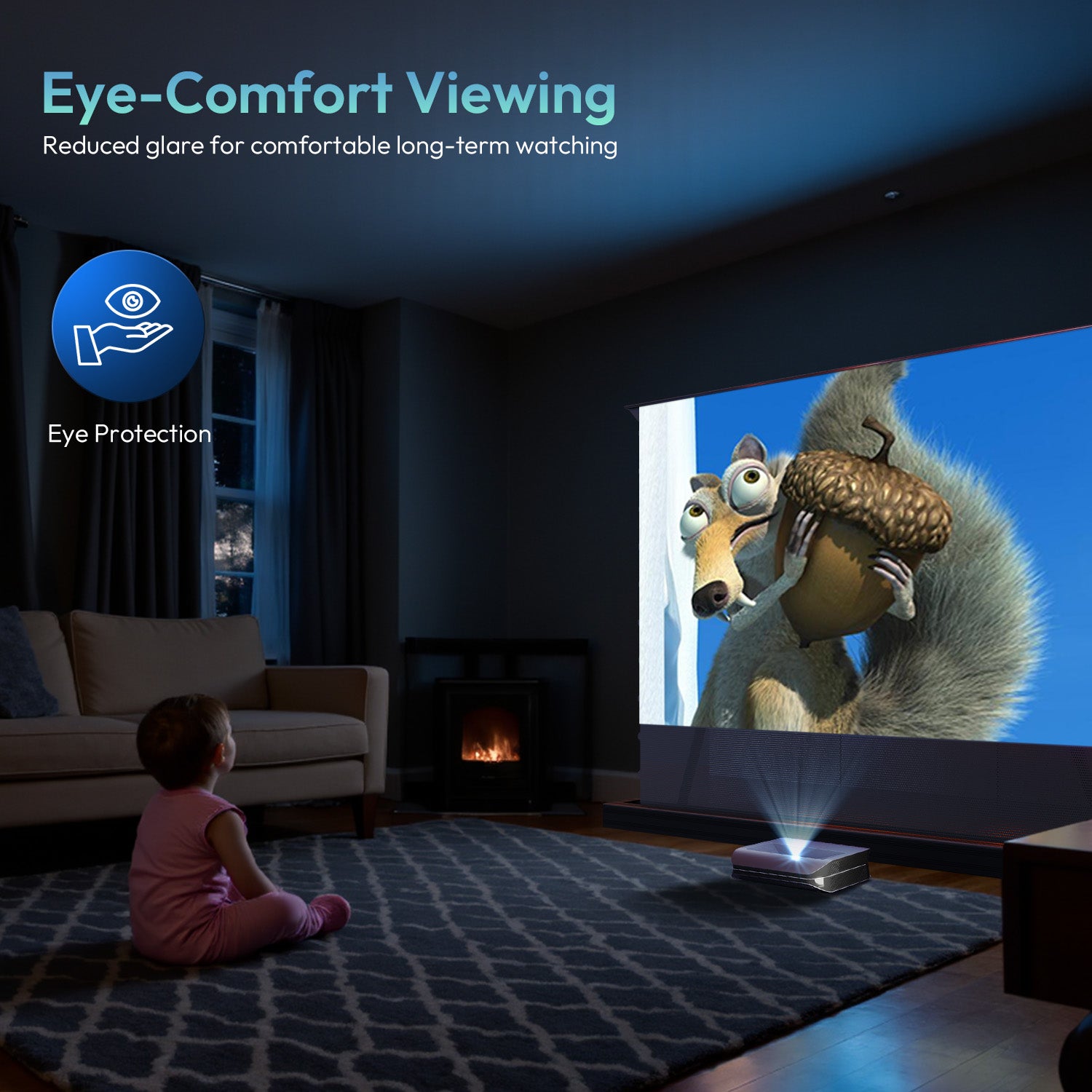 NothingProjector Motorized Floor Rising Ultra-Short-Throw Projection Screen delivers eye-comfort viewing with reduced glare, providing an immersive long-term watching experience.