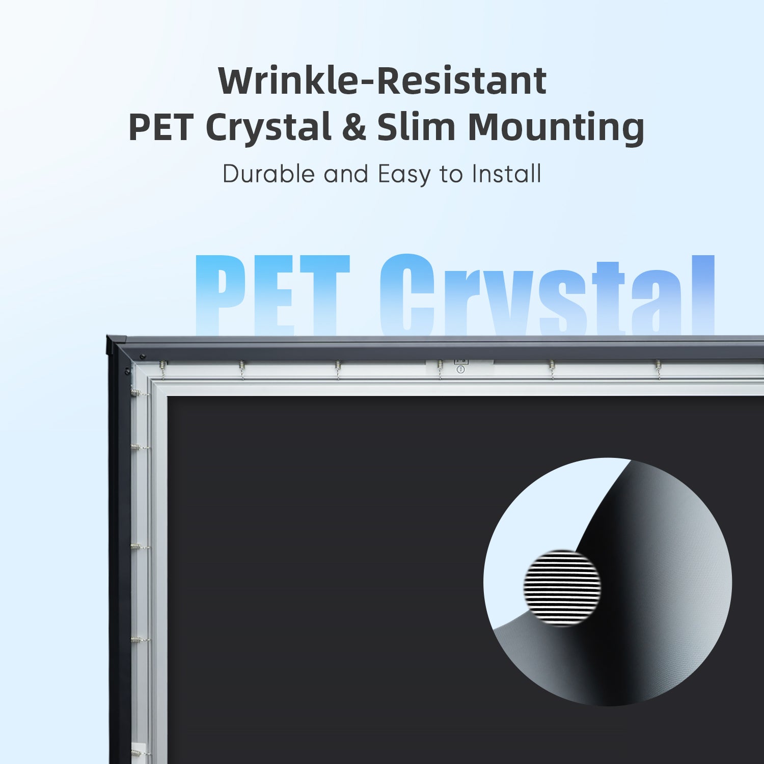 Wrinkle-Resistant PET Crystal & Slim Mounting: Durable and Easy-to-Install Projector Screen for Seamless Home Theater Experience