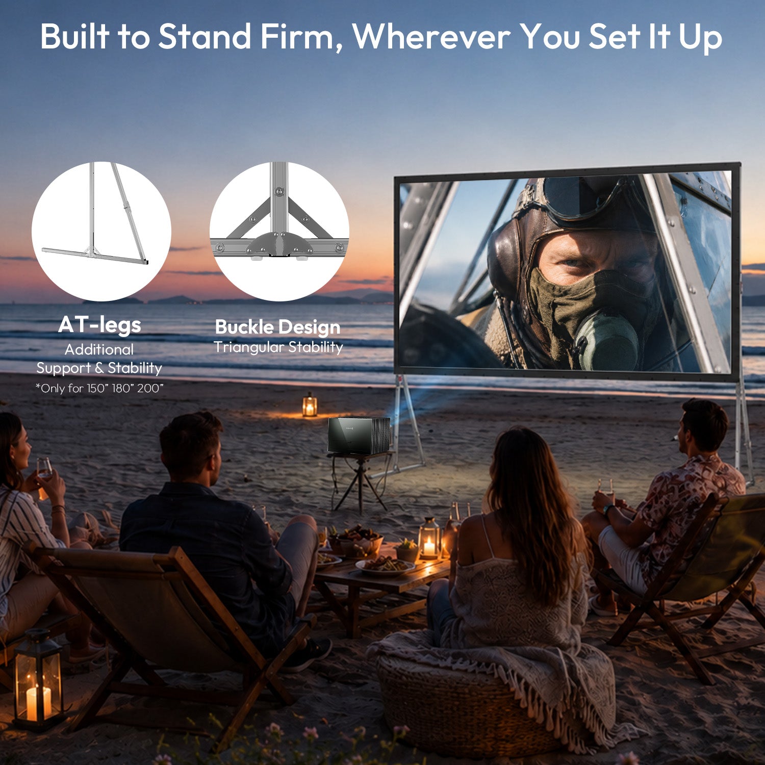 NothingProjector Tragbares, zusammenklappbares Outdoor-Camping der OpenAir-Serie leinwand mit Stand 1.3 Gain, 4K/8K UHD, 3-lagiges PVC, schnelle Einrichtung ohne Werkzeug