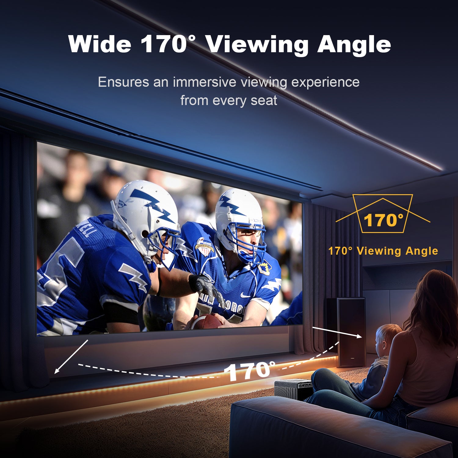 Nothing Projector Long Throw ALR screen offers a 170° wide viewing angle.