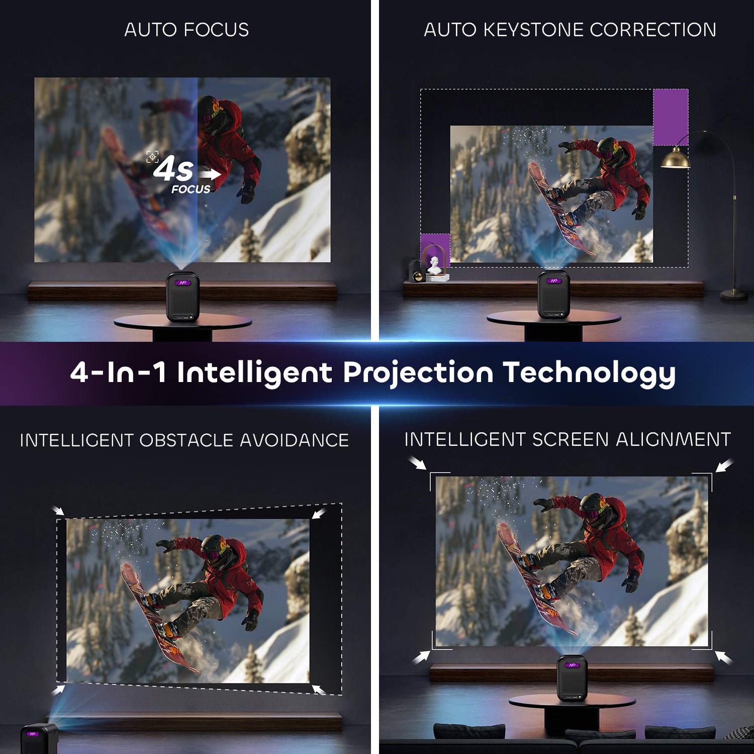 NothingProjector Une LED intelligente 1080p Vidéoprojecteur avec Google TV et Netflix