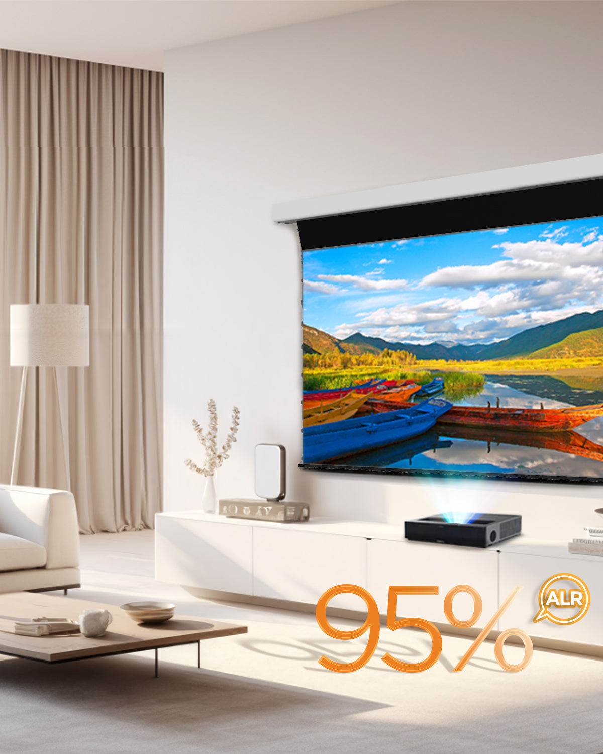 Black Series motorized drop-down ALR projector screen - 95% ambient light rejection for daylight viewing