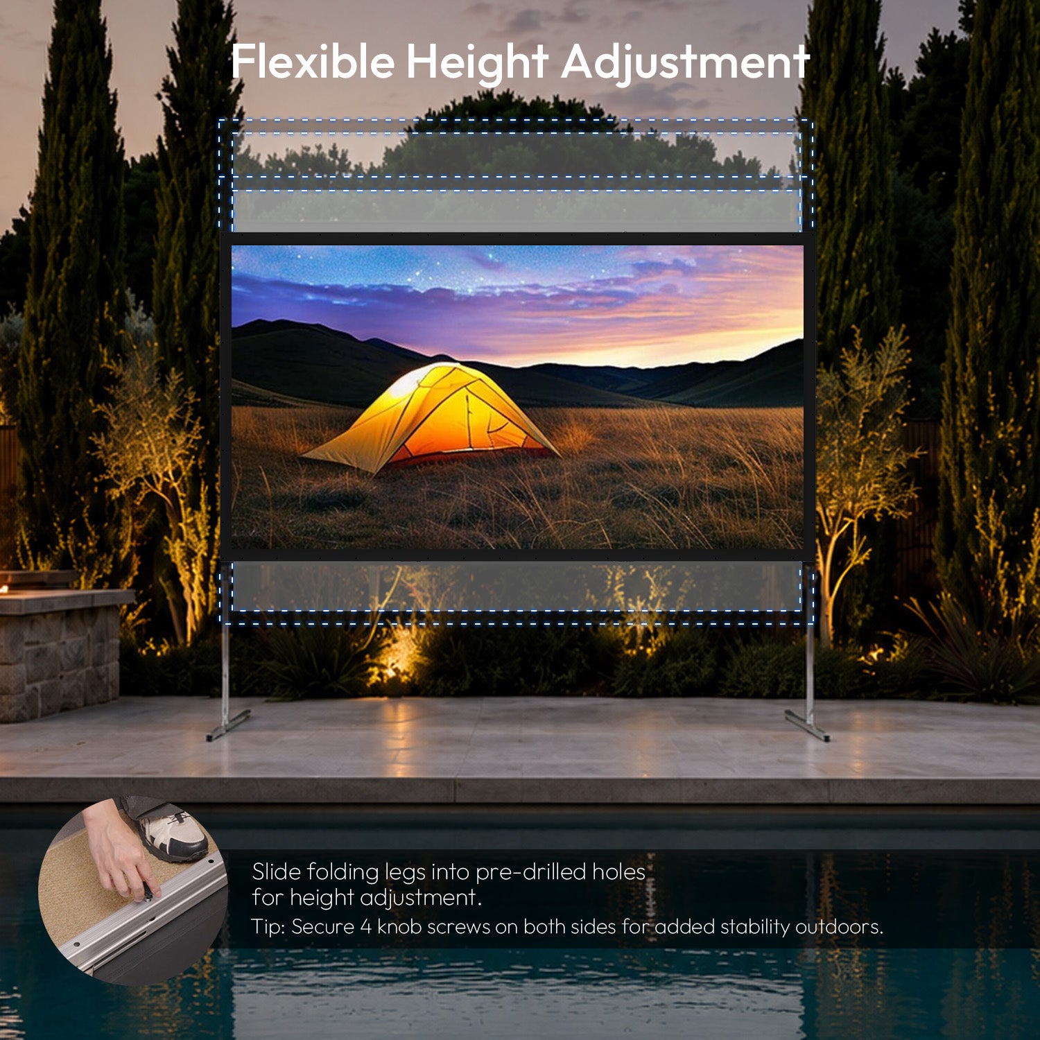 NothingProjector Tragbares, zusammenklappbares Outdoor-Camping der OpenAir-Serie leinwand mit Stand 1.3 Gain, 4K/8K UHD, 3-lagiges PVC, schnelle Einrichtung ohne Werkzeug