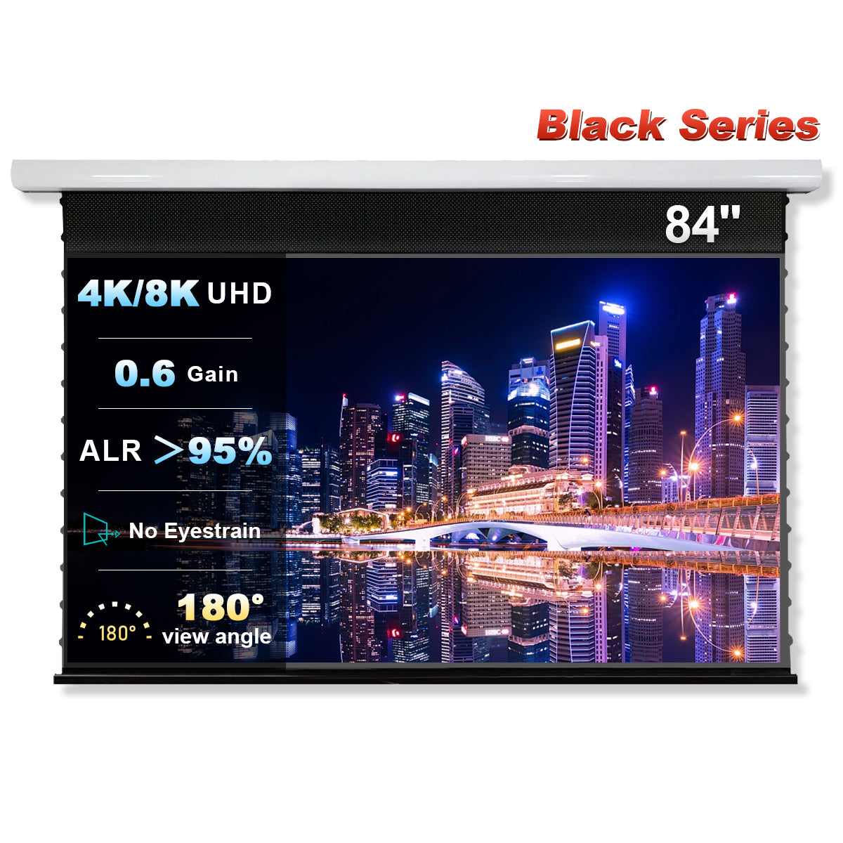 84 Inch NothingProjector Black Series Motorized Tension Drop Down UST ALR Screen