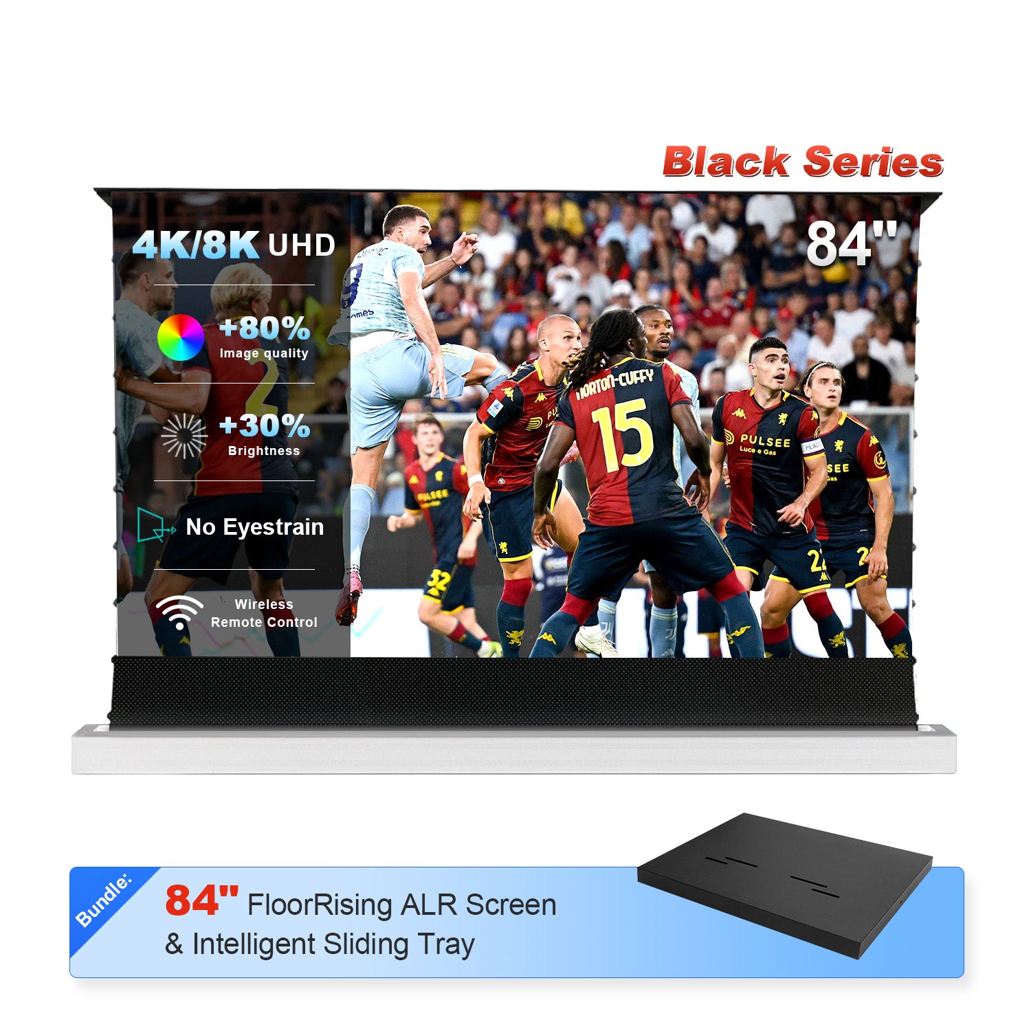84"-130" NP Black Series ALR Motorized Floor Rising Screen + Intelligent Sliding Tray (Bundle)