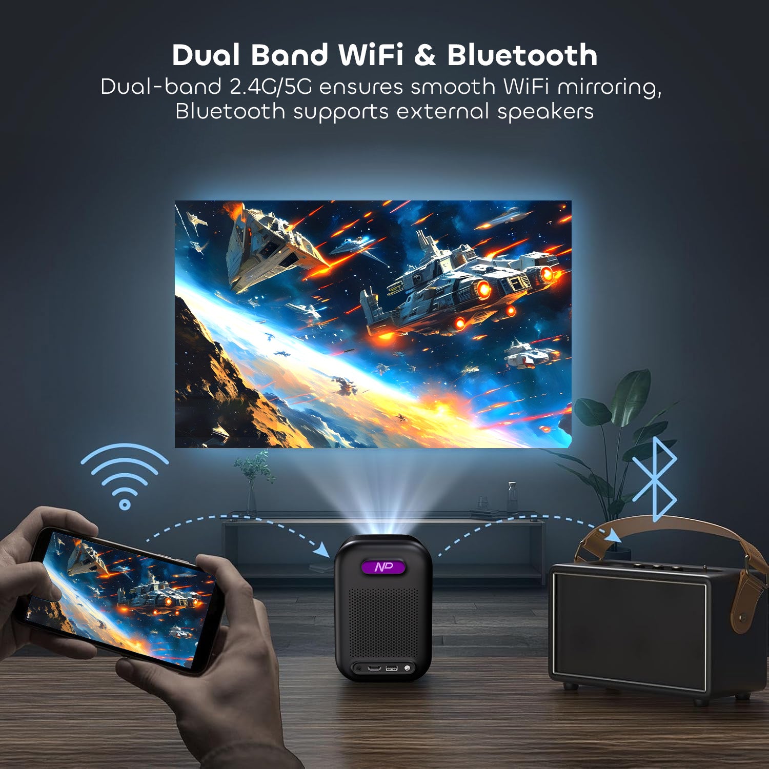 NothingProjector Une LED intelligente 1080p Vidéoprojecteur avec Google TV et Netflix