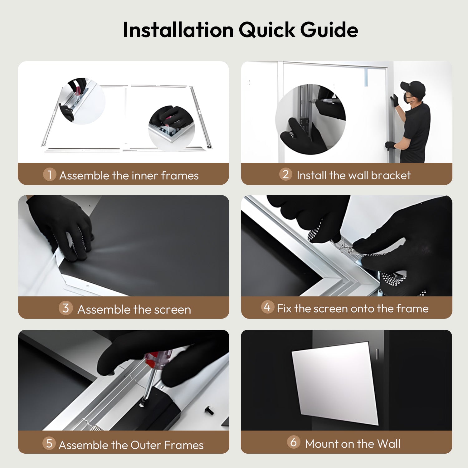 100''-120'' NothingProjector Cadre fixe blanc mat Écran pour Longue/Courte/Ultra Courte Focale Vidéoprojecteurs