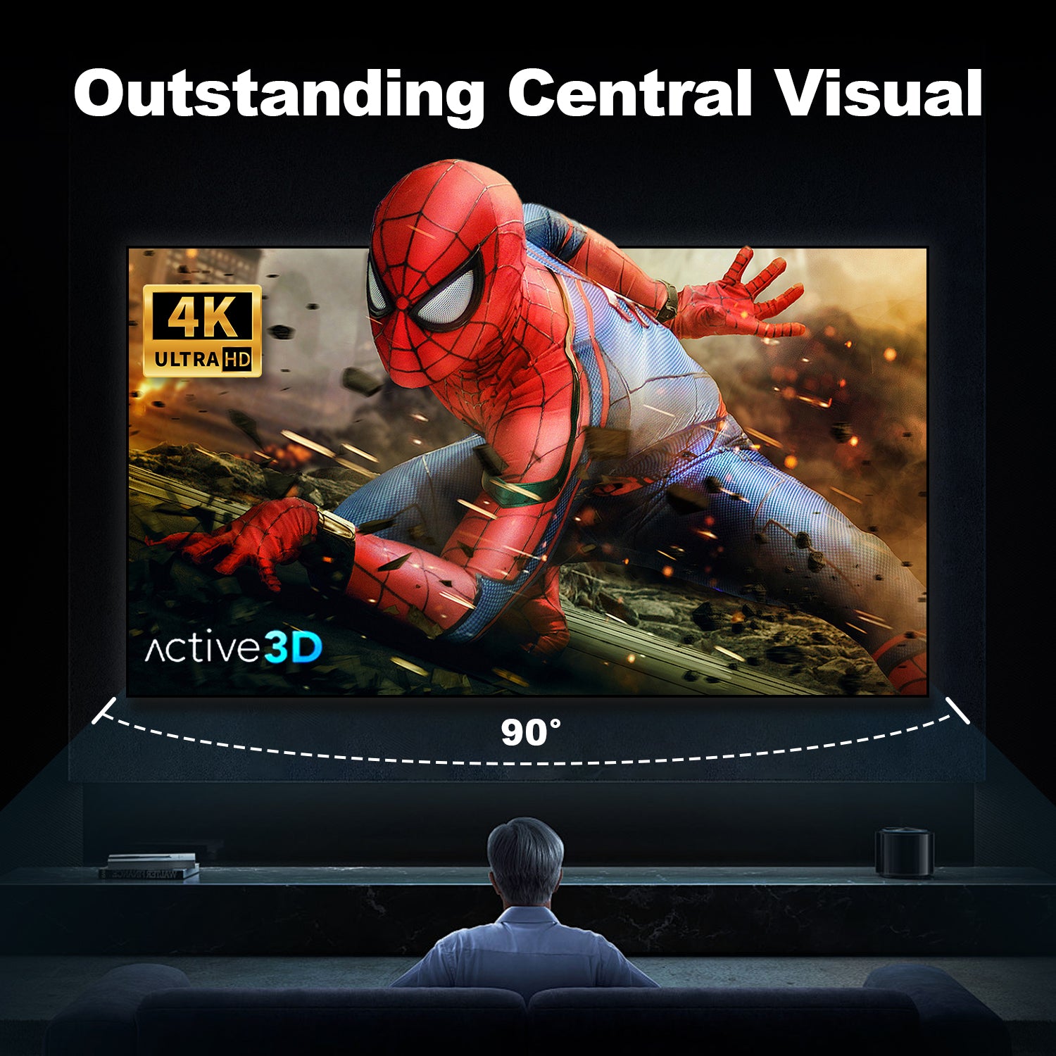 100''-120'' NothingProjector Fresnel Screen Ultra Short Throw Projector 4K Ultra HD Active 3D 90° Viewing Angle Outstanding Central Visual
