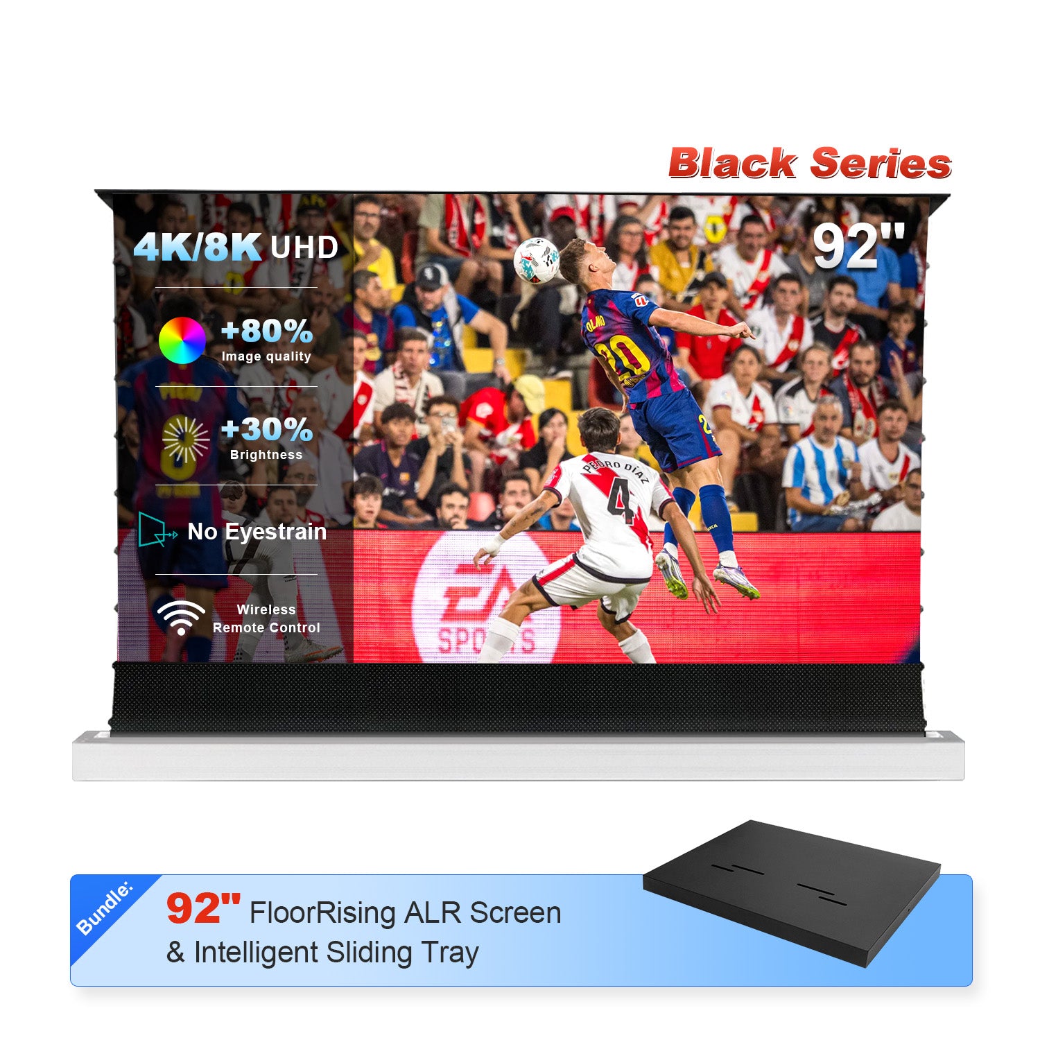 92" NP Black Series ALR Motorized Floor Rising Screen + Intelligent Sliding Tray (Bundle)