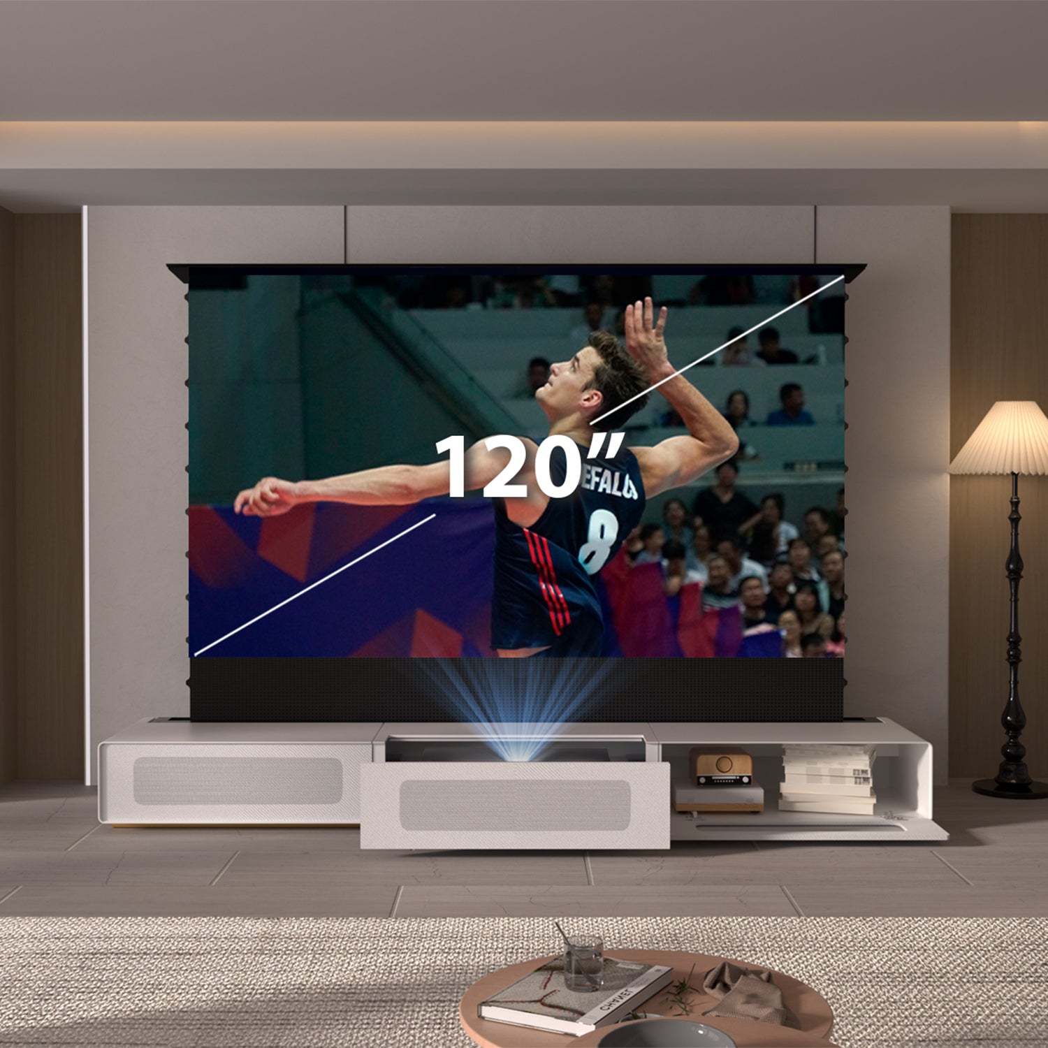 Shore Fully-Assembled Modern Matte TV Stand for UST Projector