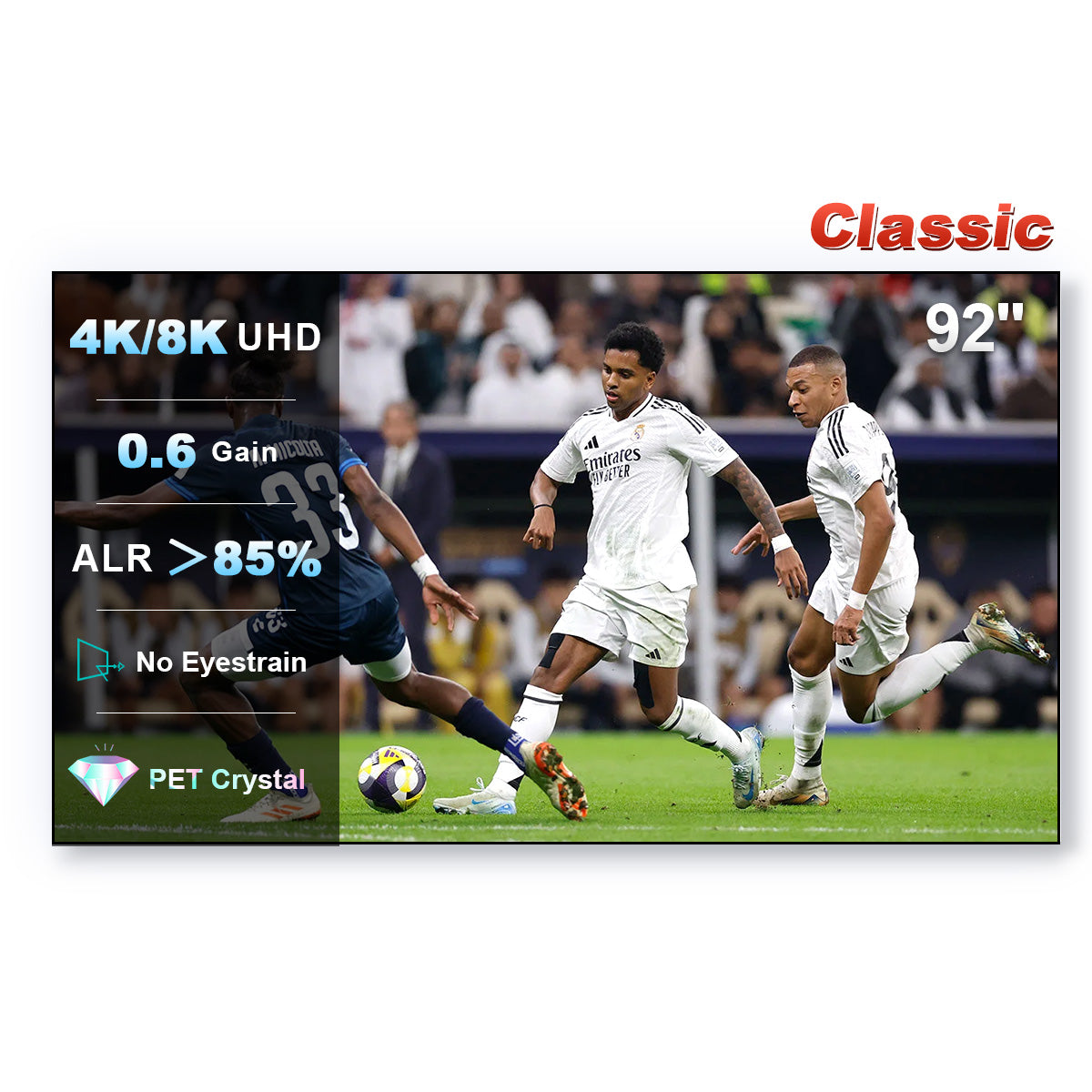 84''-120'' NothingProjector PET Crystal Classic 85% ALR UST Projector Screen