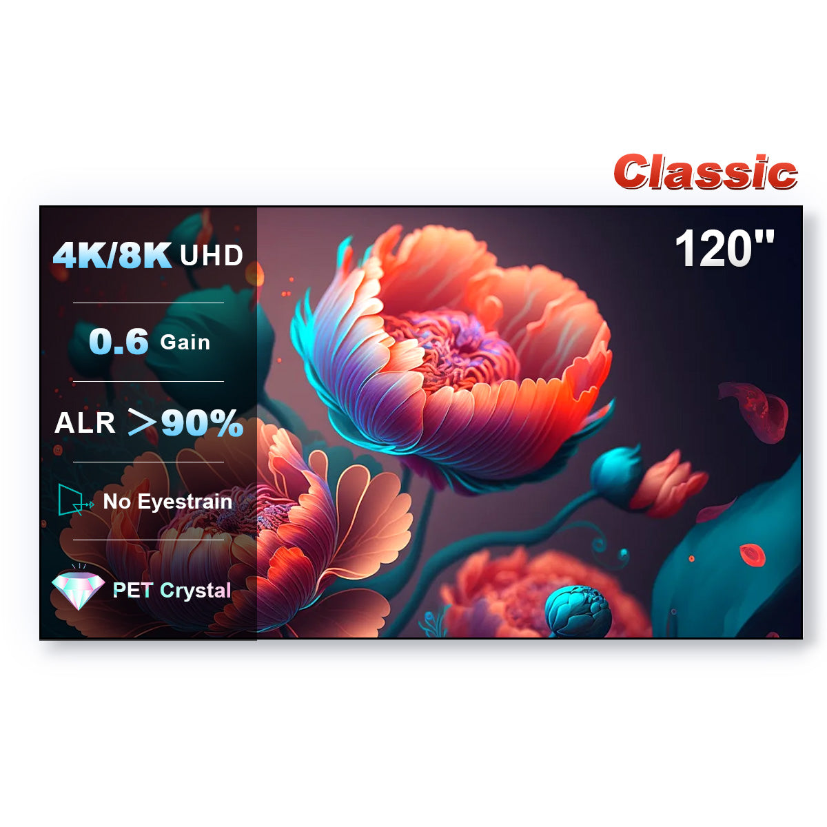 120 Pouce Nothing Projector Crystal de compagnie classique ALR Vidéoprojecteur Écran