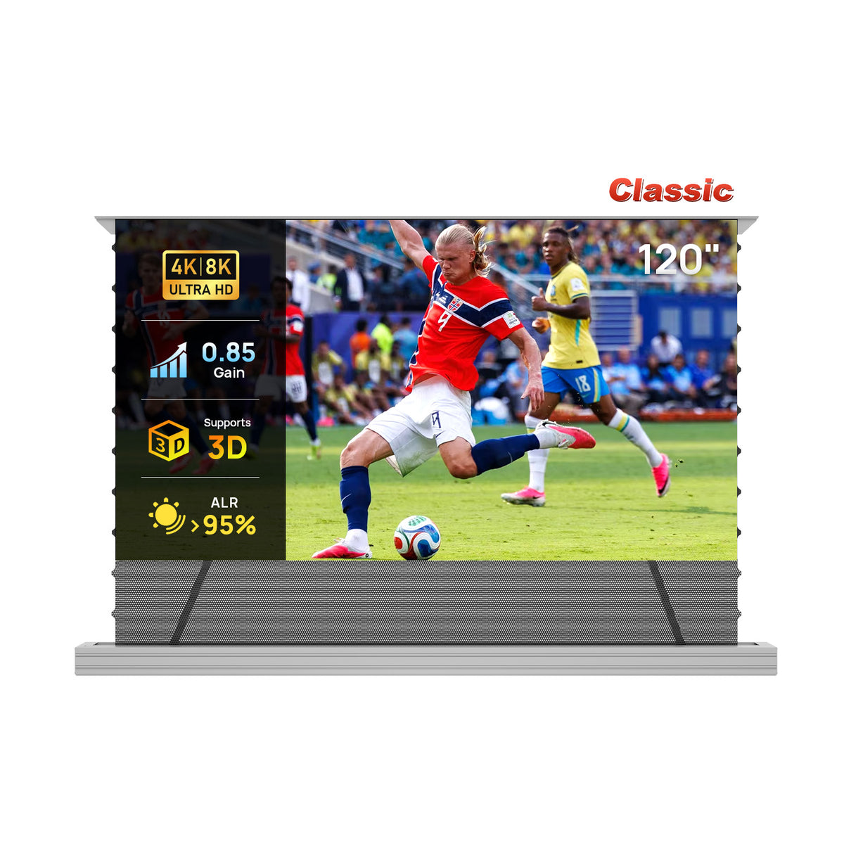 84''-120'' NothingProjector PET Crystal Classic 85% ALR Motorized Floor Rising Screen For UST Projector