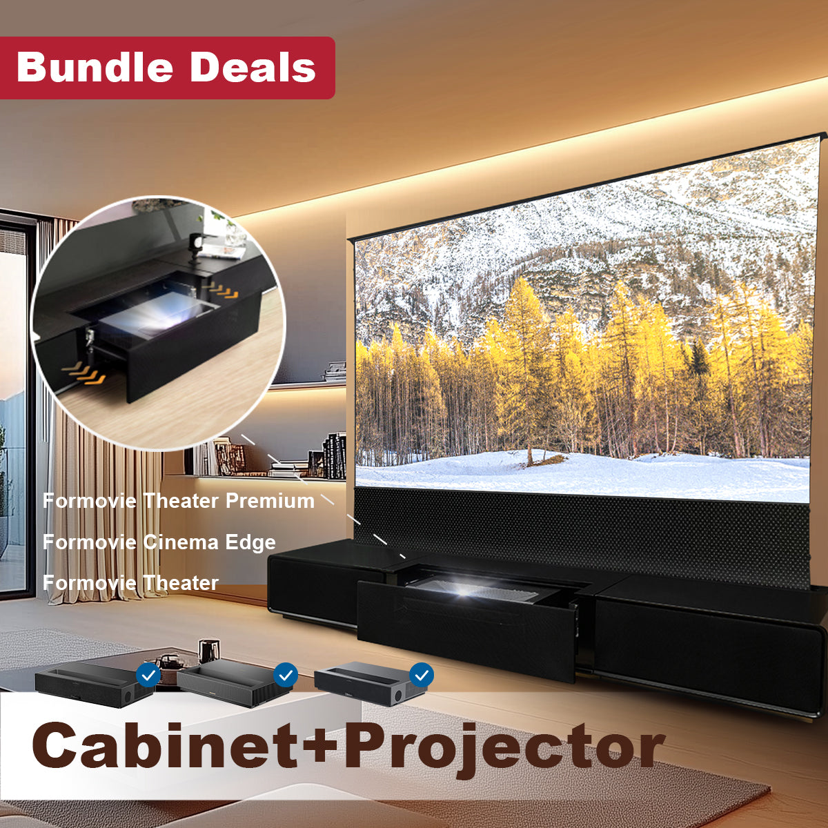 Shore Laser TV Cabinet + UST Projector Bundle (Pre-Assembled)