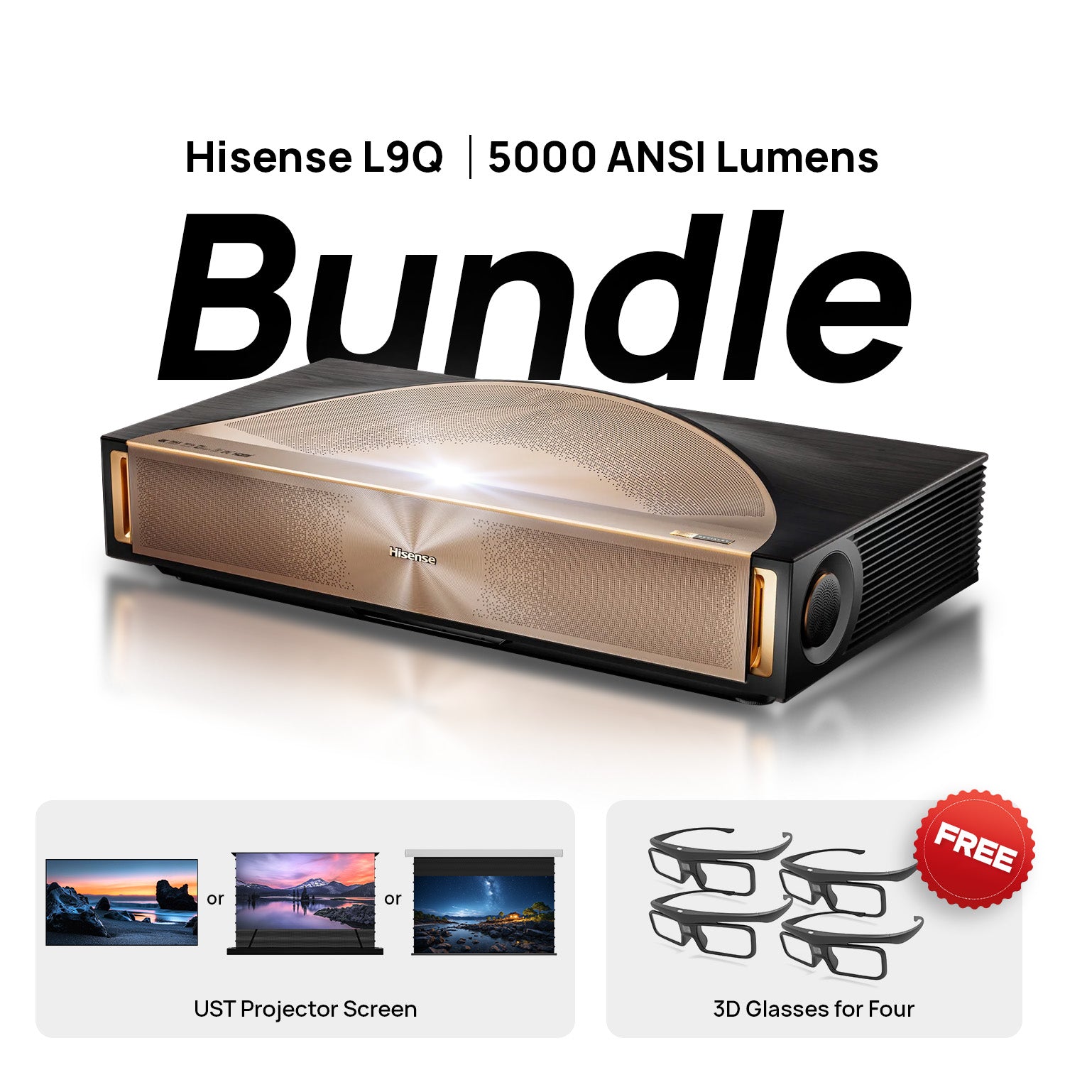 (Bundle) Hisense L9Q 4K Triple Laser UST Projector + ALR Screen
