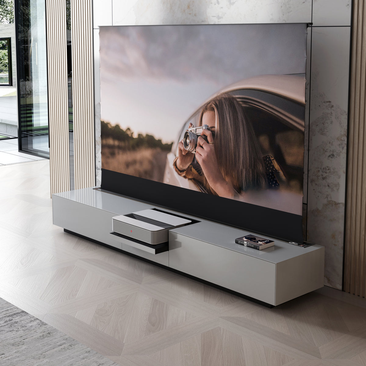 NothingProjector Smart Motorized Laser TV Cabinet in Gray