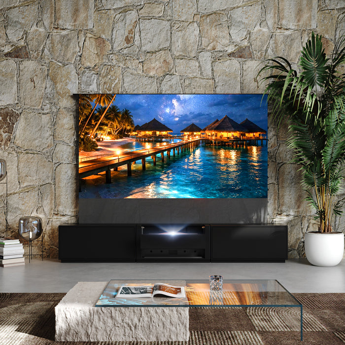 Shore Mattes Smartes Laser TV Lowboard mit Klappdesign für Ultrakurzdistanz-Beamer (Vormontiert)