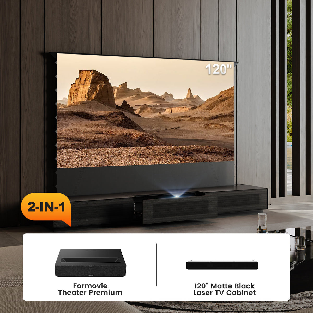 Shore Laser TV Cabinet + UST Projector Bundle (Pre-Assembled)