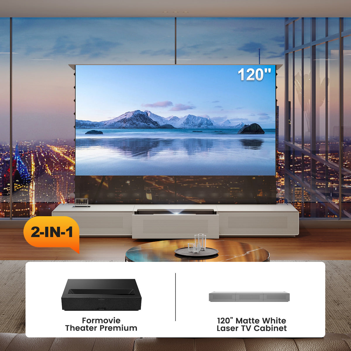 Shore Laser TV Cabinet + UST Projector Bundle (Pre-Assembled)