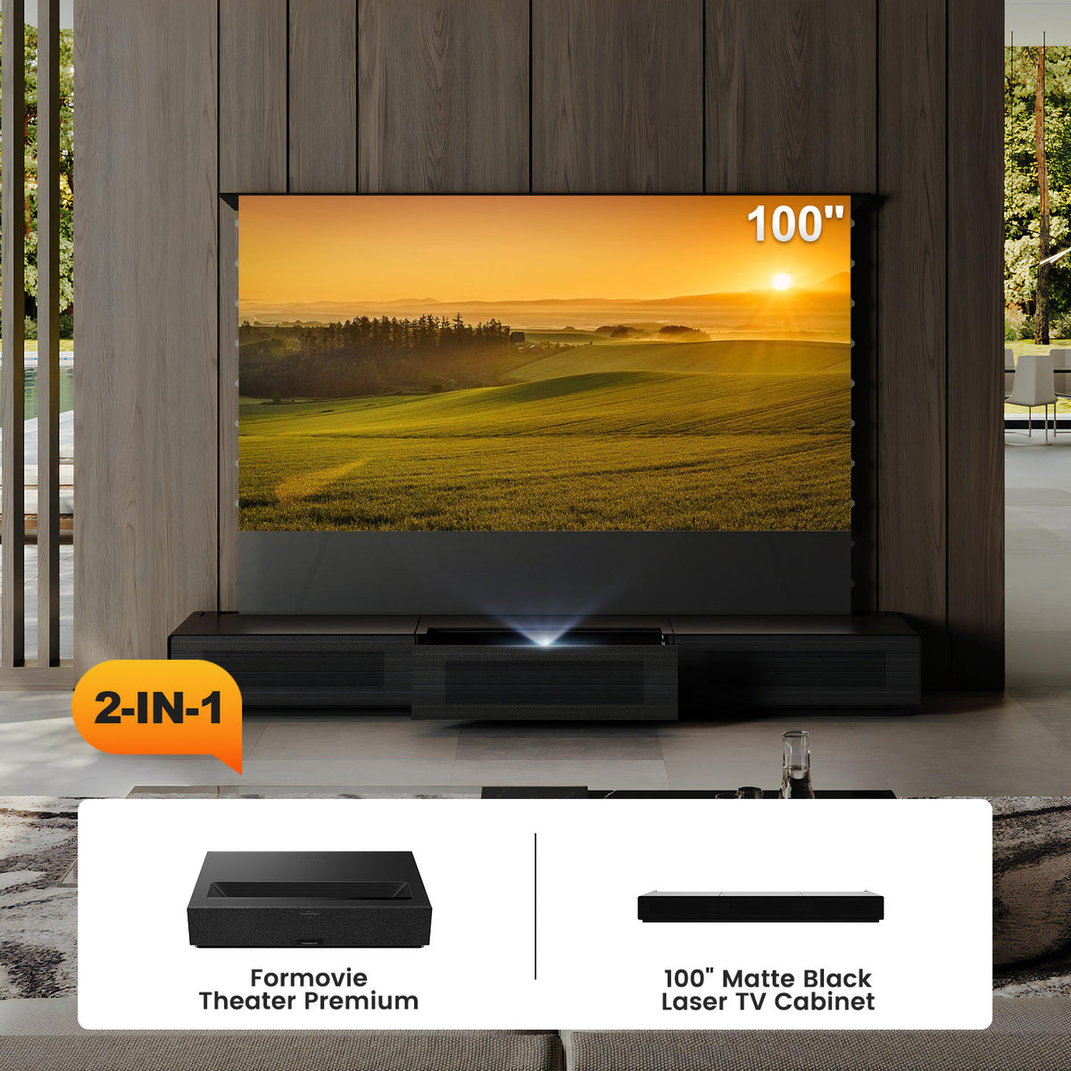Shore Laser TV Cabinet + UST Projector Bundle (Pre-Assembled)