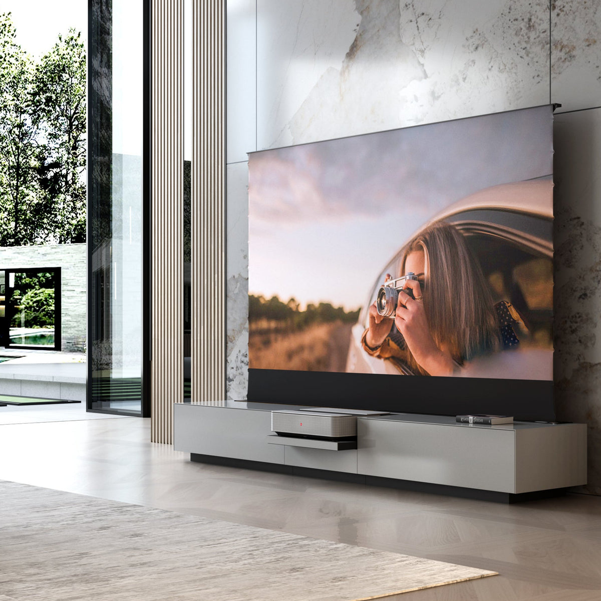NothingProjector Smart Motorized Laser TV Cabinet in Gray
