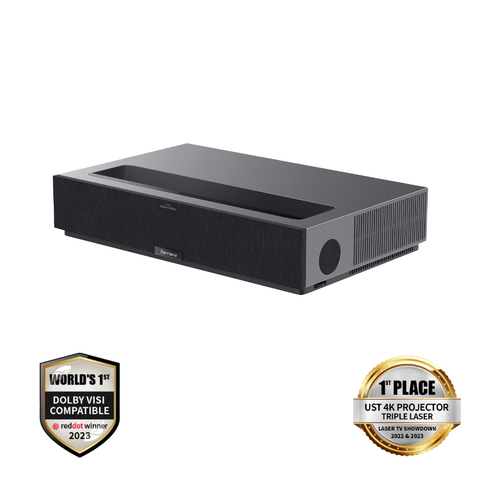 Formovie Théâtre ultra courte focale Triple laser Vidéoprojecteur 4K UHD prend en charge Dolby Vision 1800 ISO Lumens
