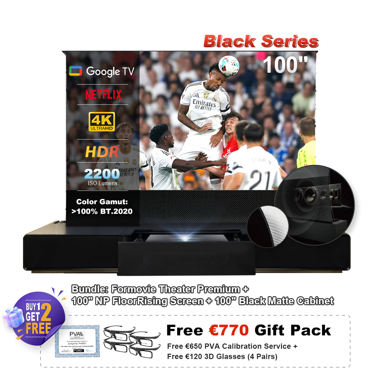 Formovie Théâtre Premium Triple Laser 4K TV ultra courte focale Vidéoprojecteur