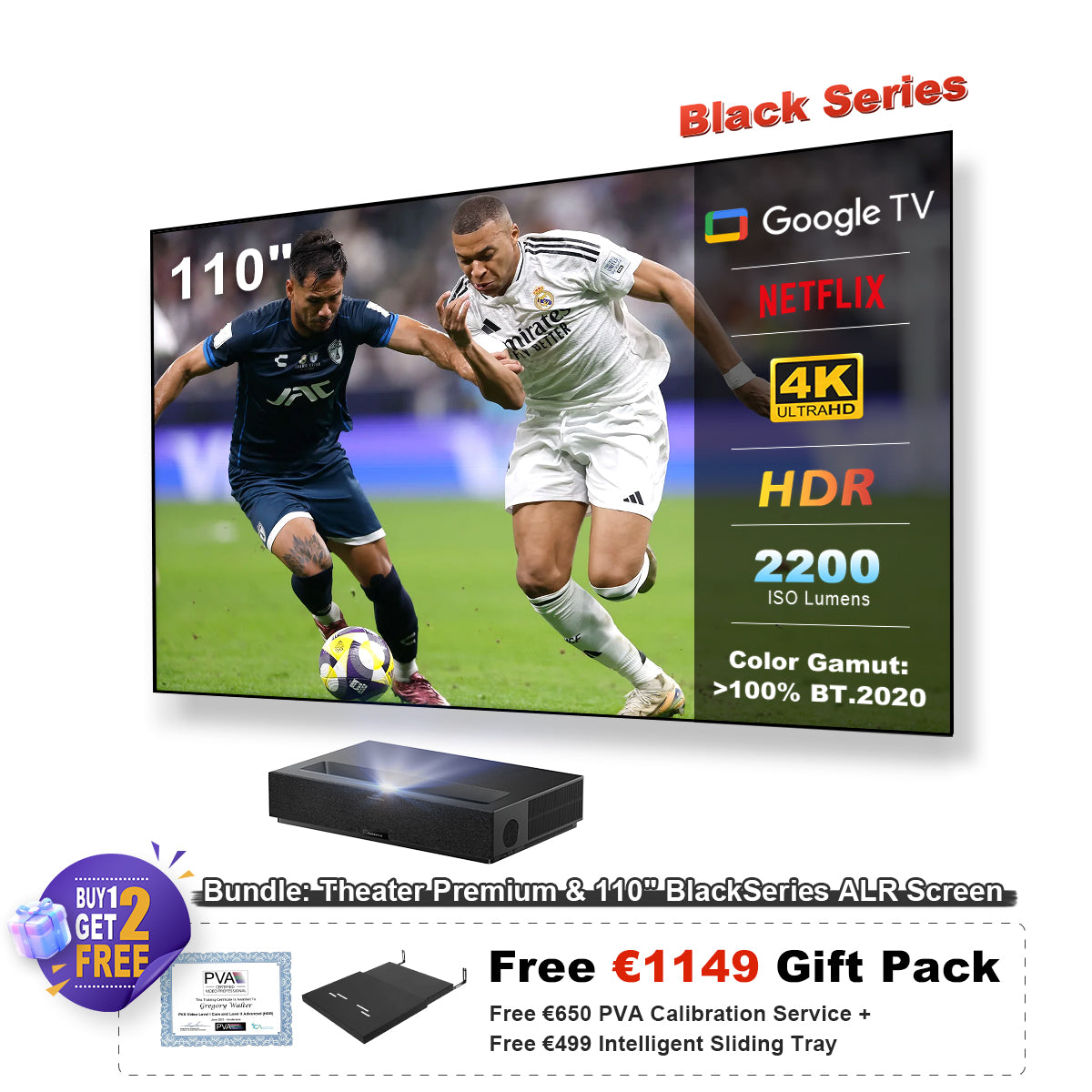 Formovie Théâtre Premium Triple Laser 4K TV ultra courte focale Vidéoprojecteur (États-Unis / UK / ITA / NL pas à vendre)