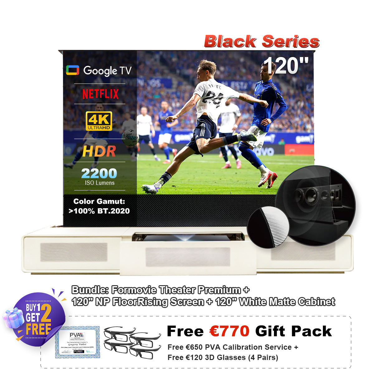 Formovie Théâtre Premium Triple Laser 4K TV ultra courte focale Vidéoprojecteur