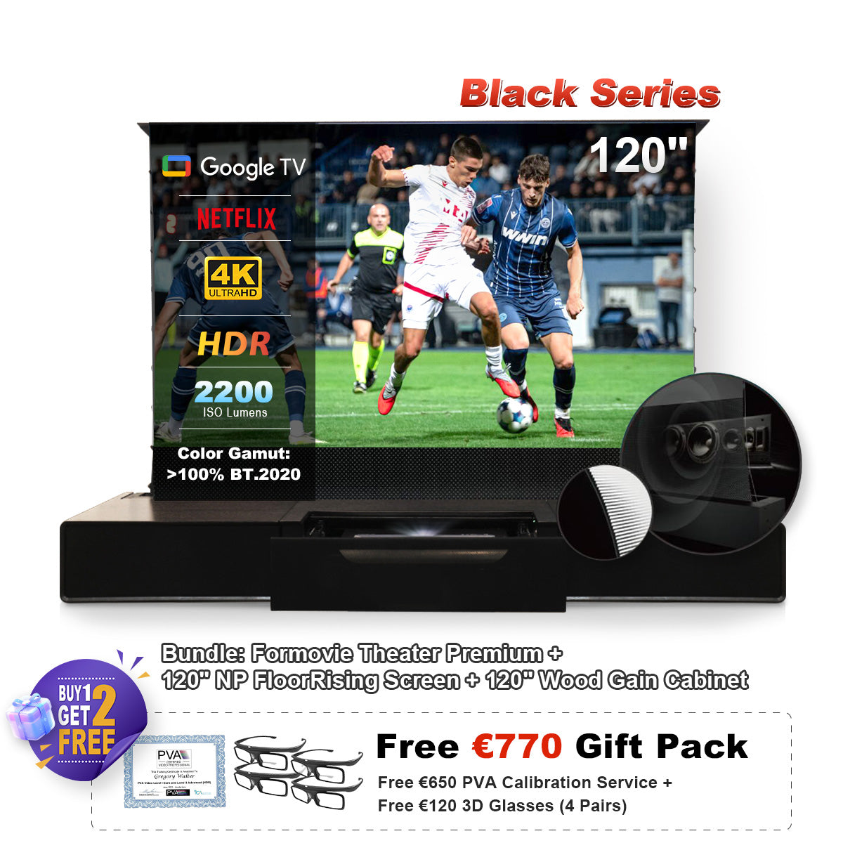 Formovie Théâtre Premium Triple Laser 4K TV ultra courte focale Vidéoprojecteur