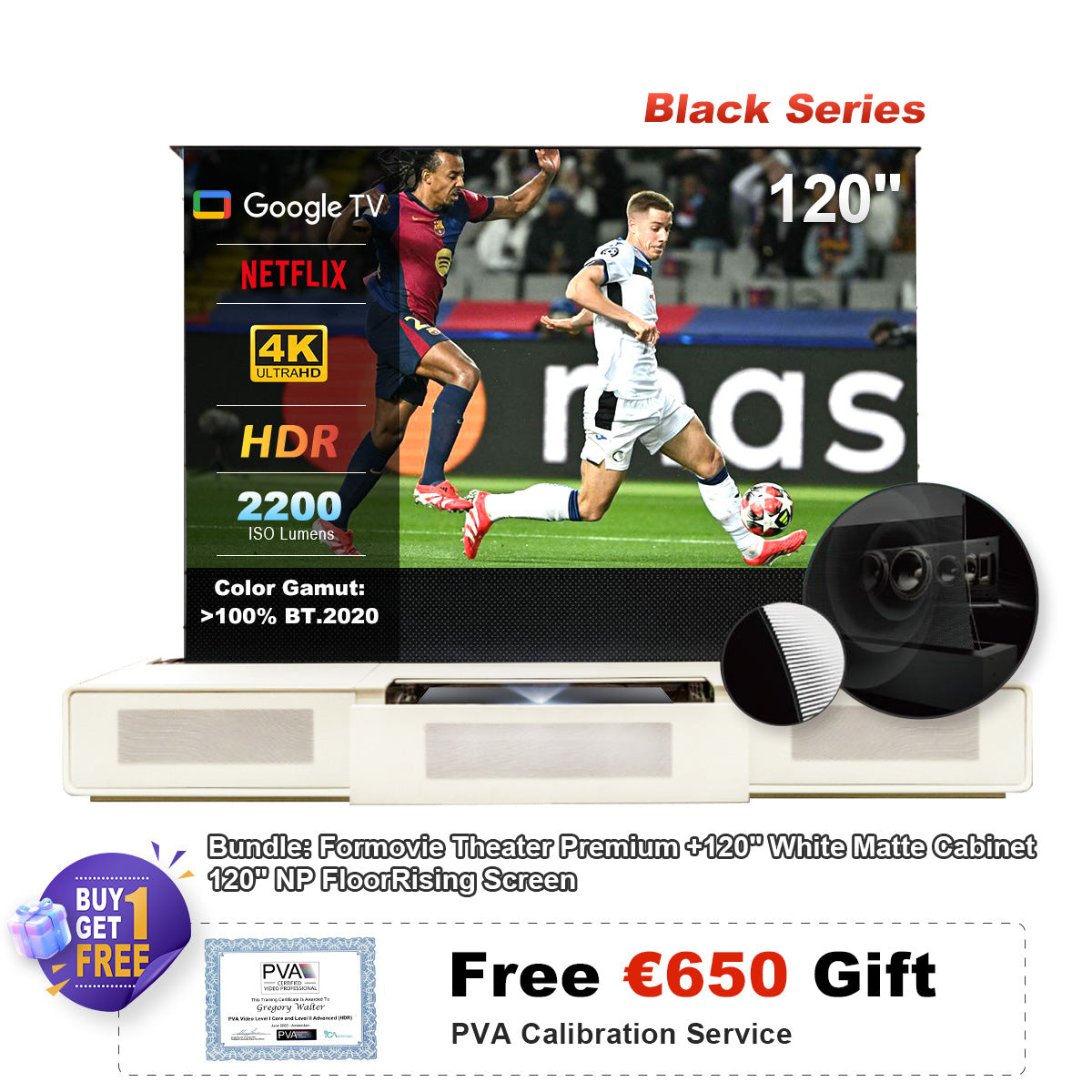 (Bundle) Shore Meuble de Projecteur Laser Ultra Courte Focale + Formovie Theater Premium