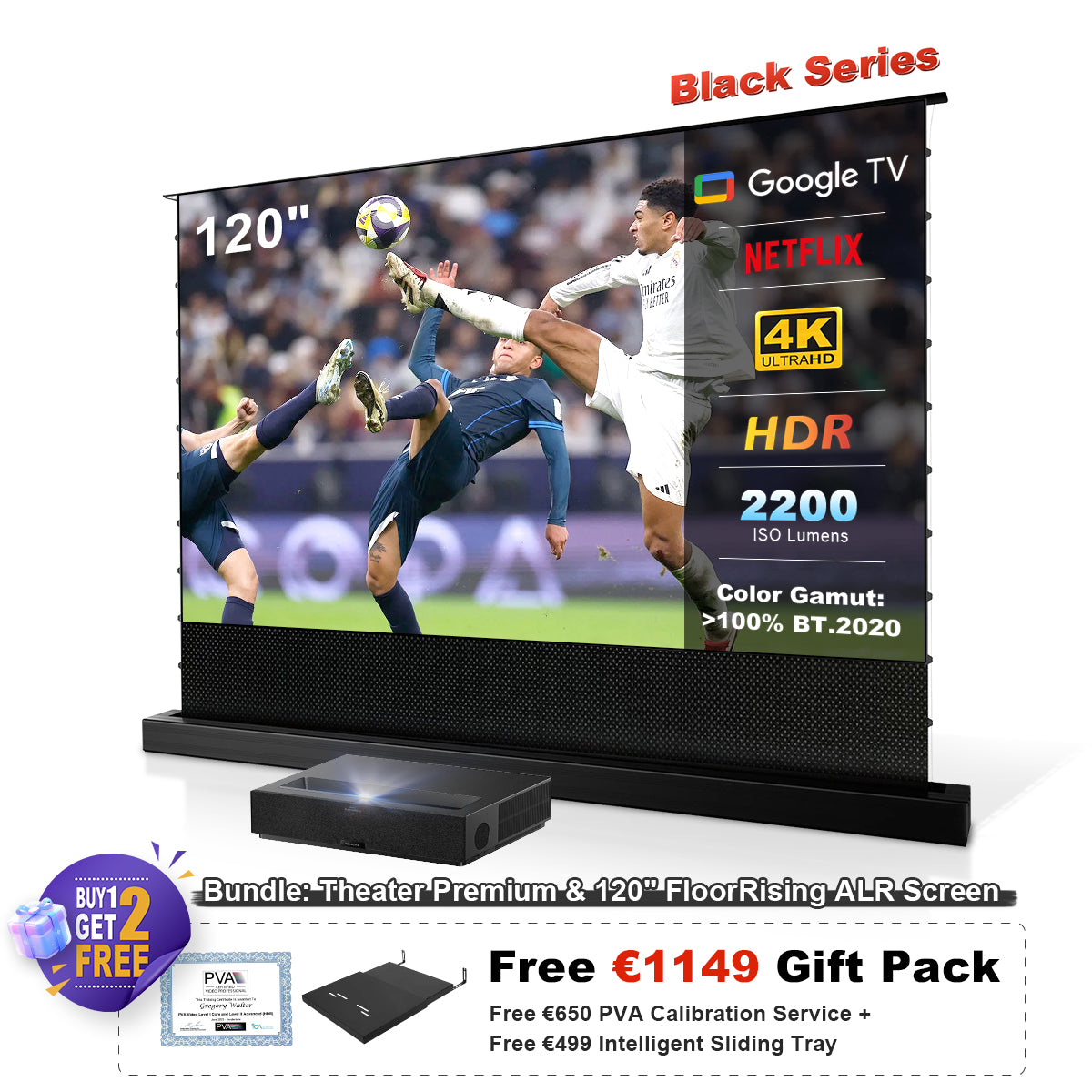 Formovie Théâtre Premium Triple Laser 4K TV ultra courte focale Vidéoprojecteur (États-Unis / UK / ITA / NL pas à vendre)