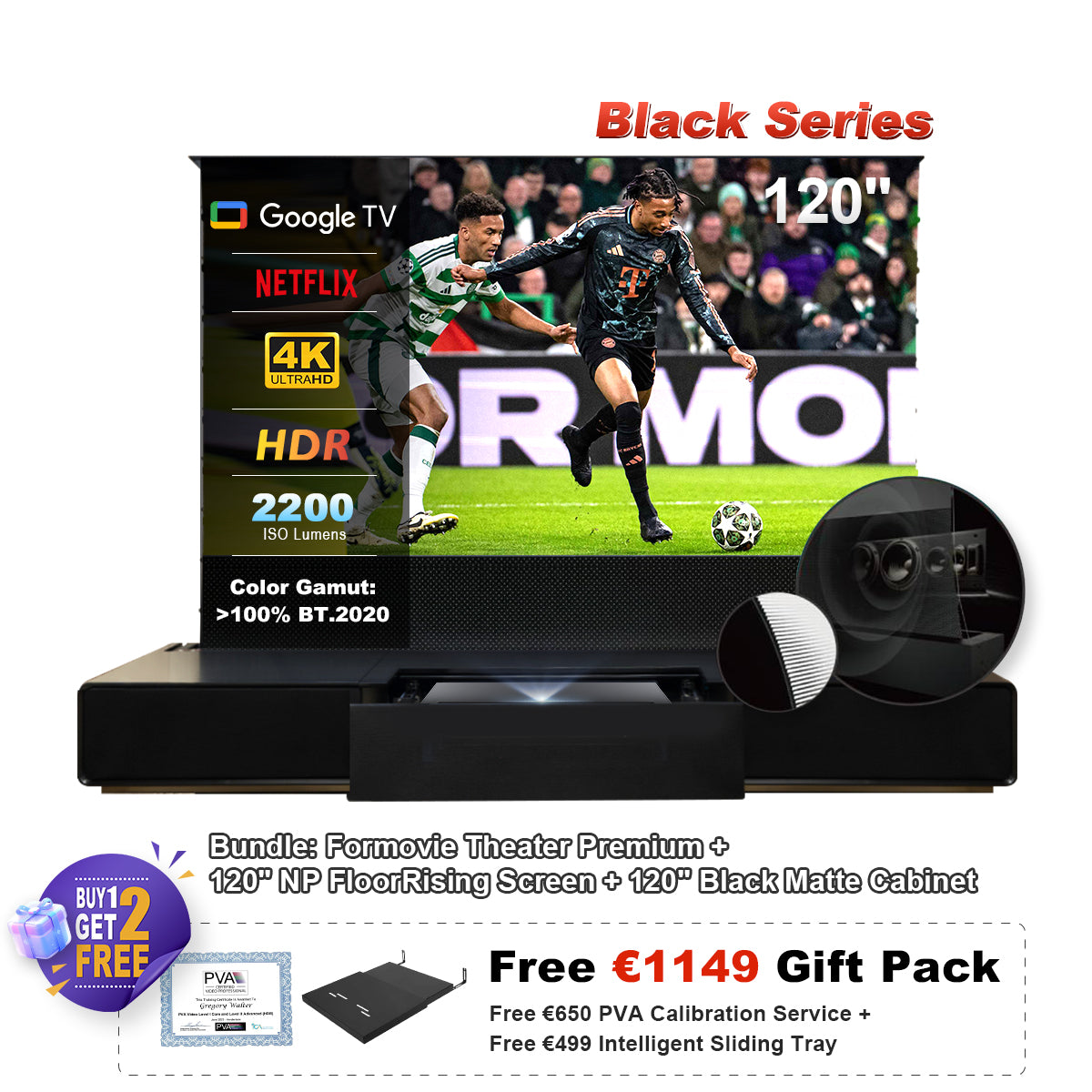 Formovie Théâtre Premium Triple Laser 4K TV ultra courte focale Vidéoprojecteur (États-Unis / UK / ITA / NL pas à vendre)