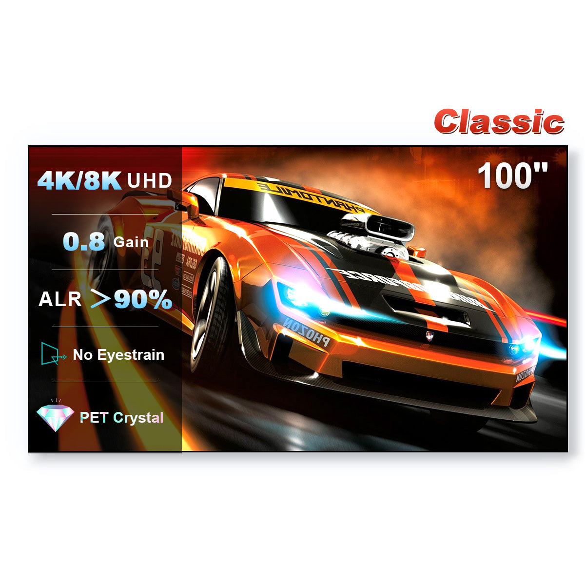 100 " - 120" XY Pet Crystal Classic UST ALR Projector Screen 16: 9