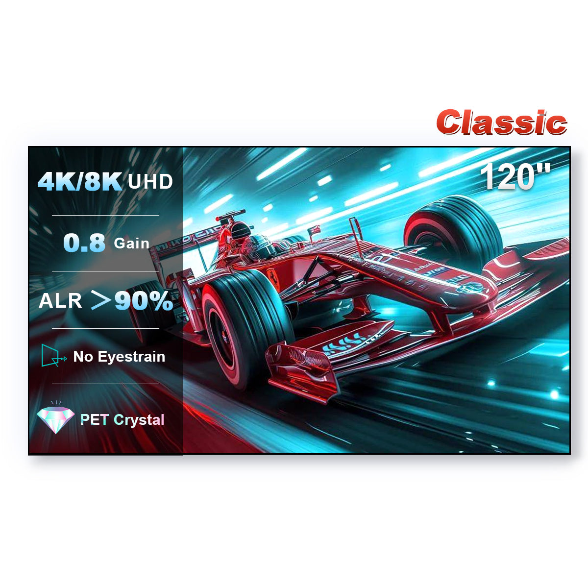 Écran De Projecteur 120 Pouces ALR – Toile Anti-lumière Ambiante, 4K UHD, Pour Projecteurs UST | Montage Mural Ou Plafond, Sans Plis