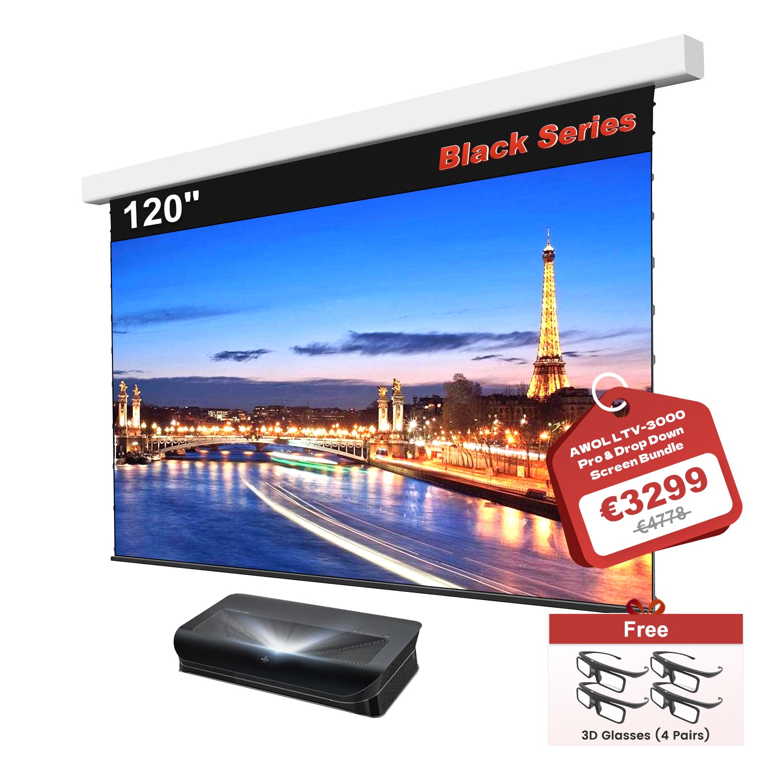 Awol Vision 3000 Pro 4k 3d Ltv Triple Laser Vidéoprojecteur