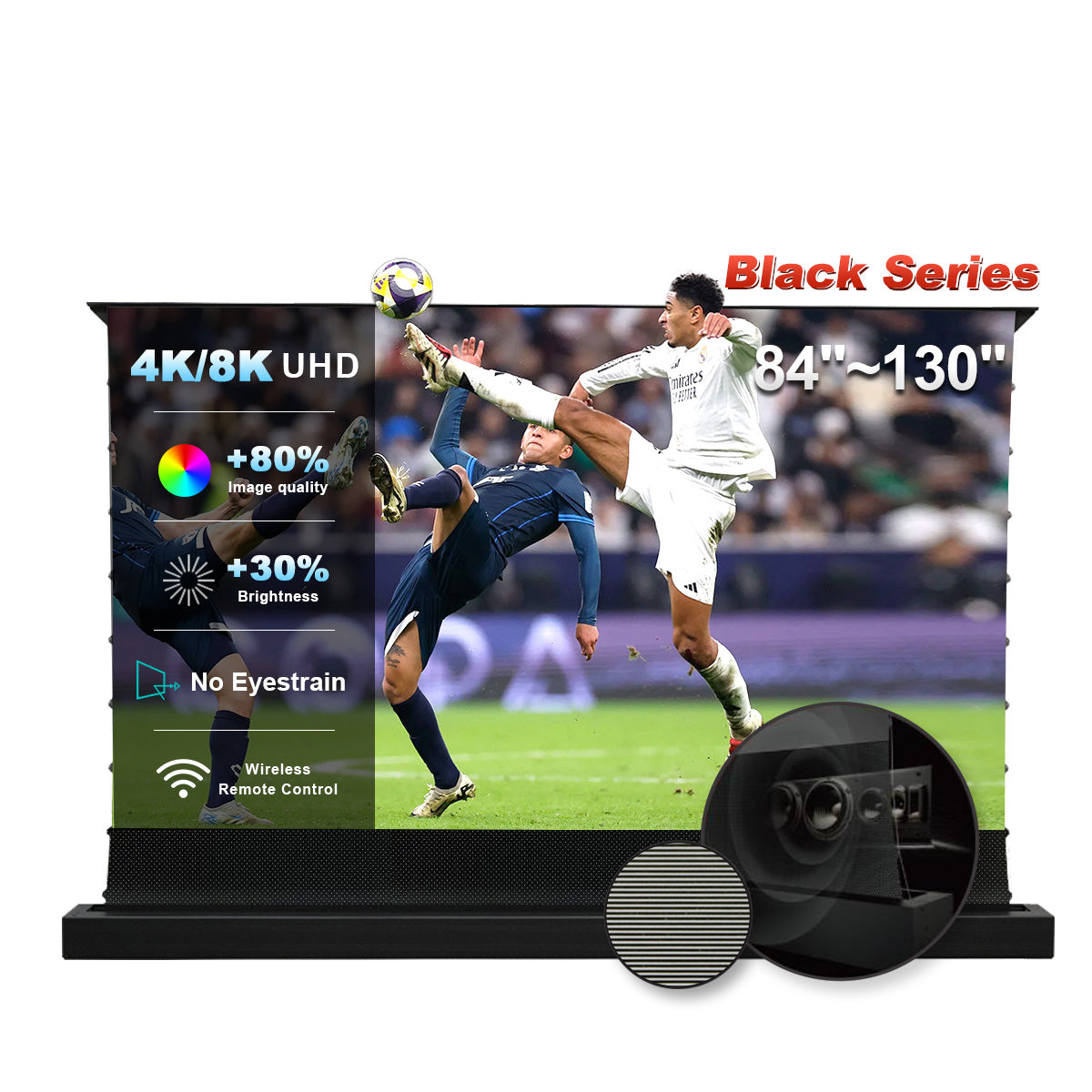 84''-130'' NothingProjector Black Series 95% ALR Motorized Floor Rising Screen For Ultra Short Throw Projector
