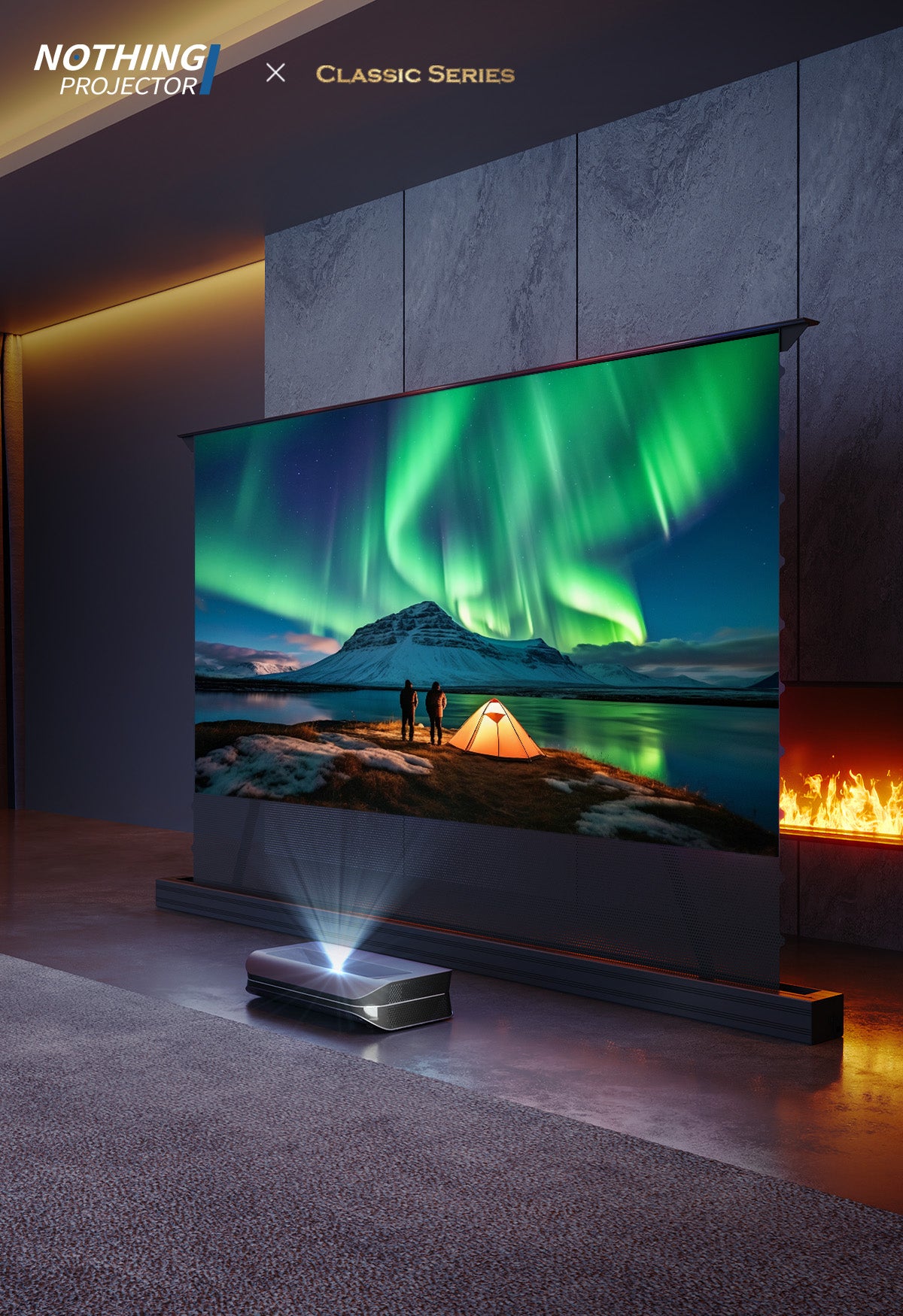 100''-130'' nothing projector pet crystal classic alr motorized floor rising screen for ultra short throw projector optimized for clear comfortable viewing