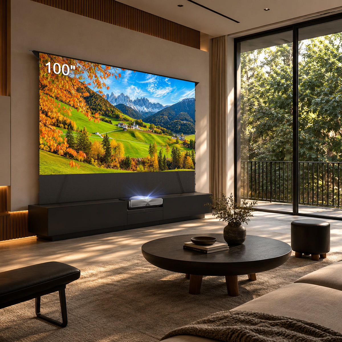 NothingProjector Smart Motorized Laser TV Cabinet in Black, 100 inch