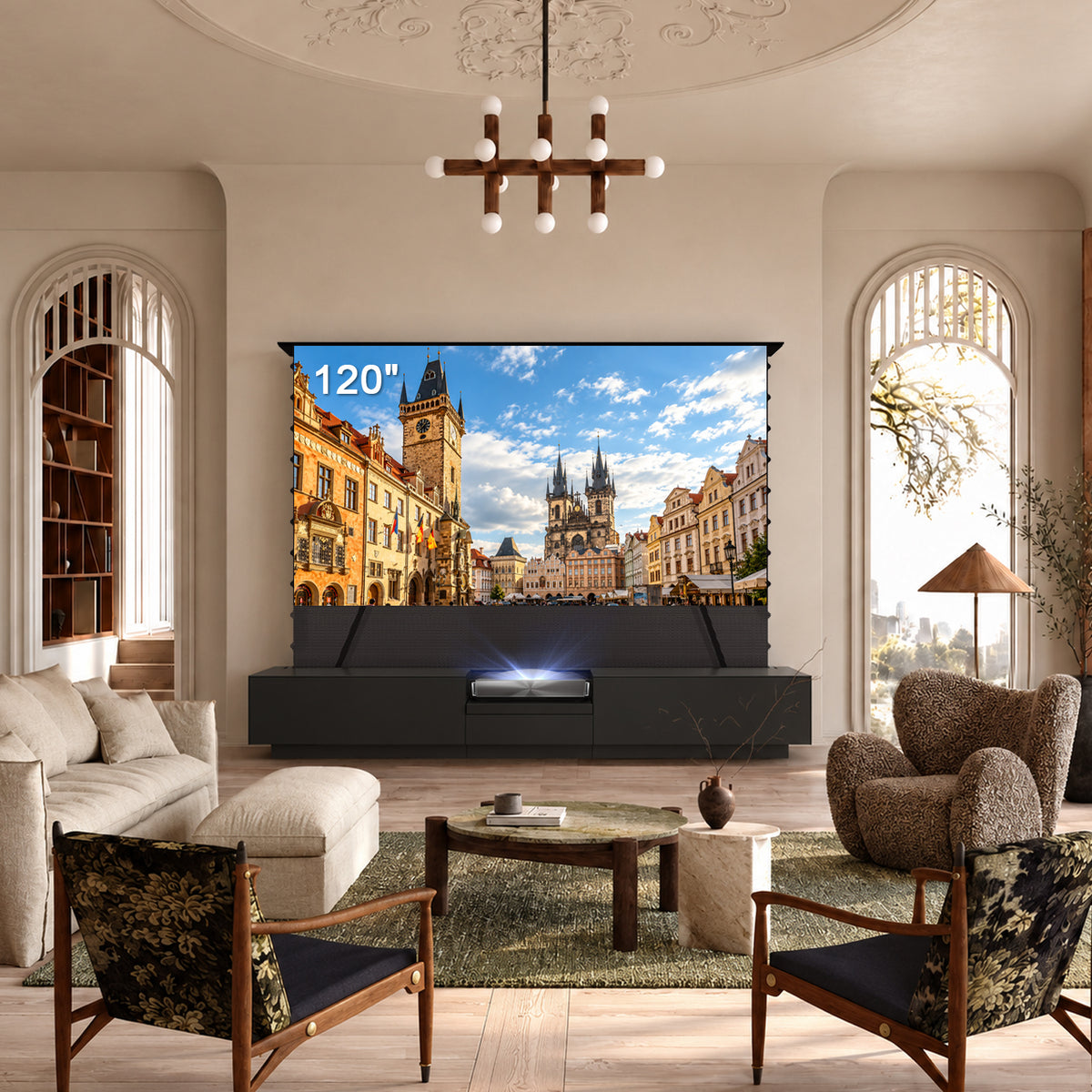 NothingProjector Smart Motorized Laser TV Cabinet in Black, 120 inch