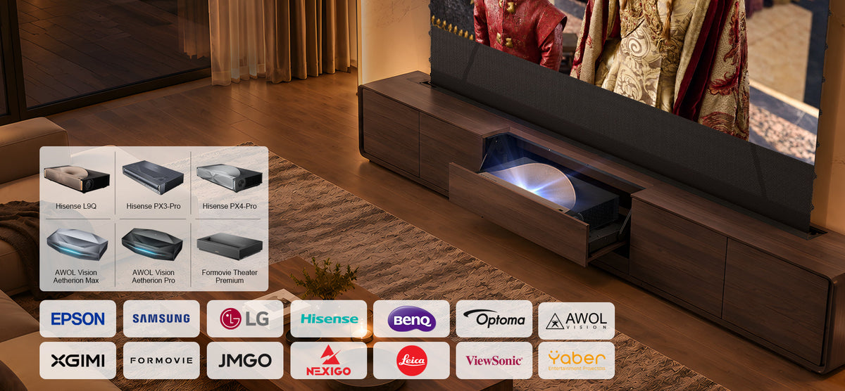 NothingProjector Walnut laser TV cabinet — universal compatibility
