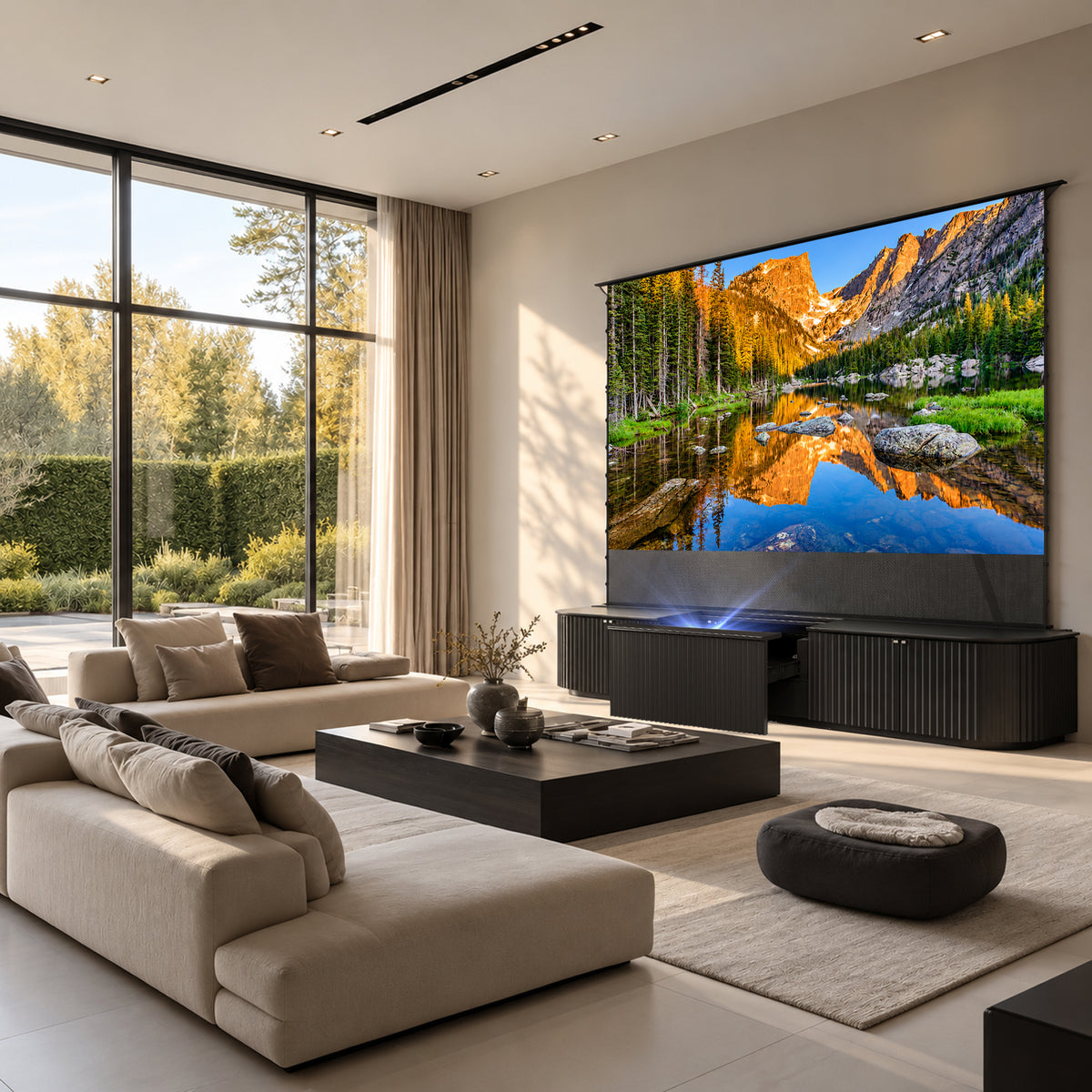 NothingProjector Milo laser TV cabinet in black, view 02