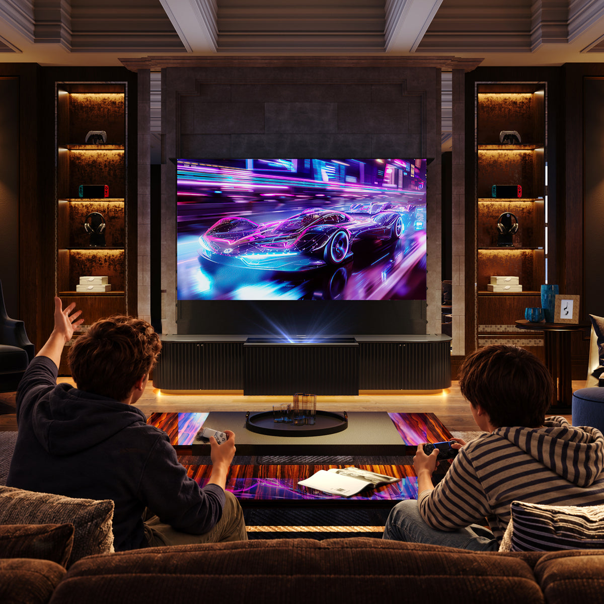 NothingProjector Milo laser TV cabinet in black, view 04